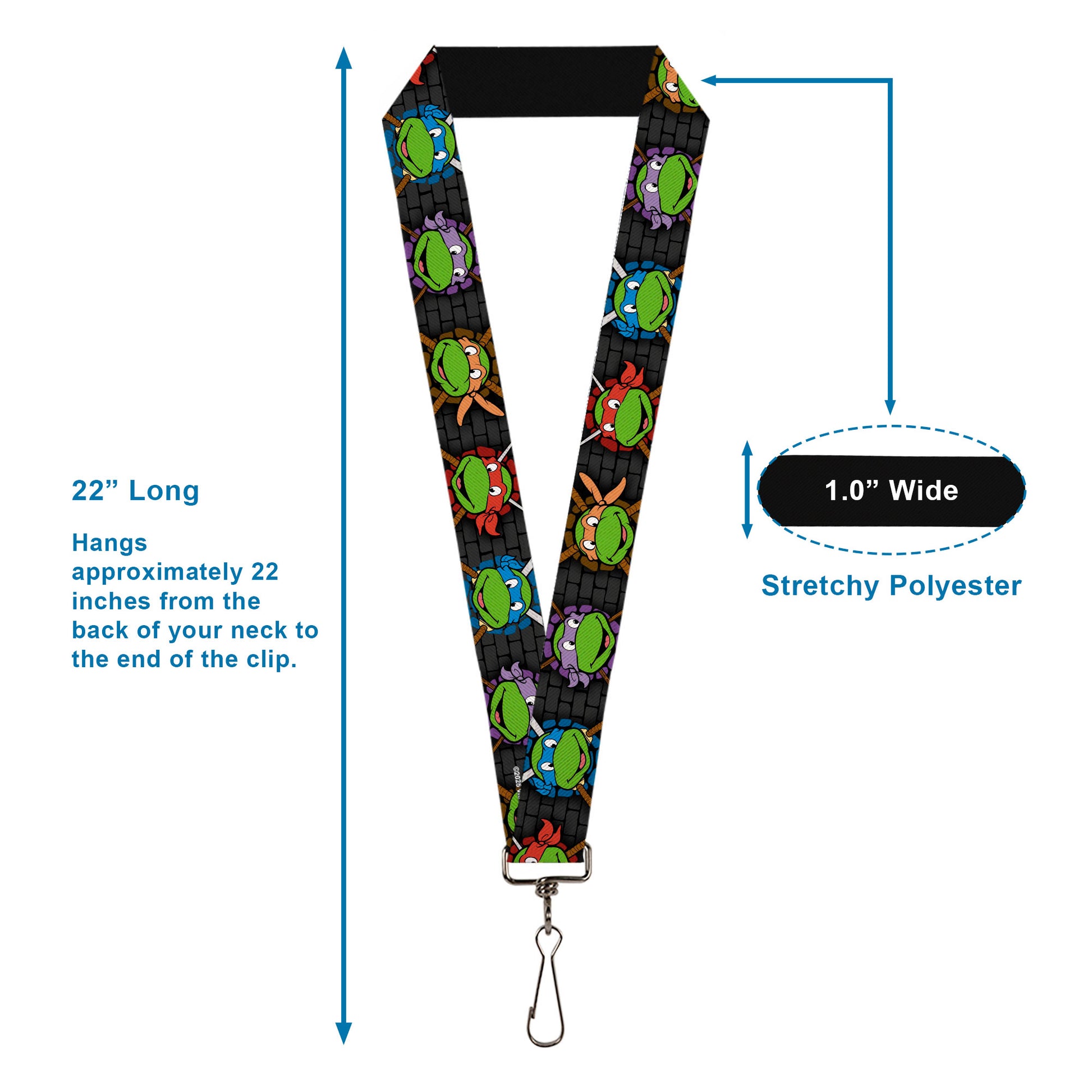 Lanyard - 1.0" - Classic TMNT Expessions Battle Gear Gray Multi Color Lanyards Teenage Mutant Ninja Turtles