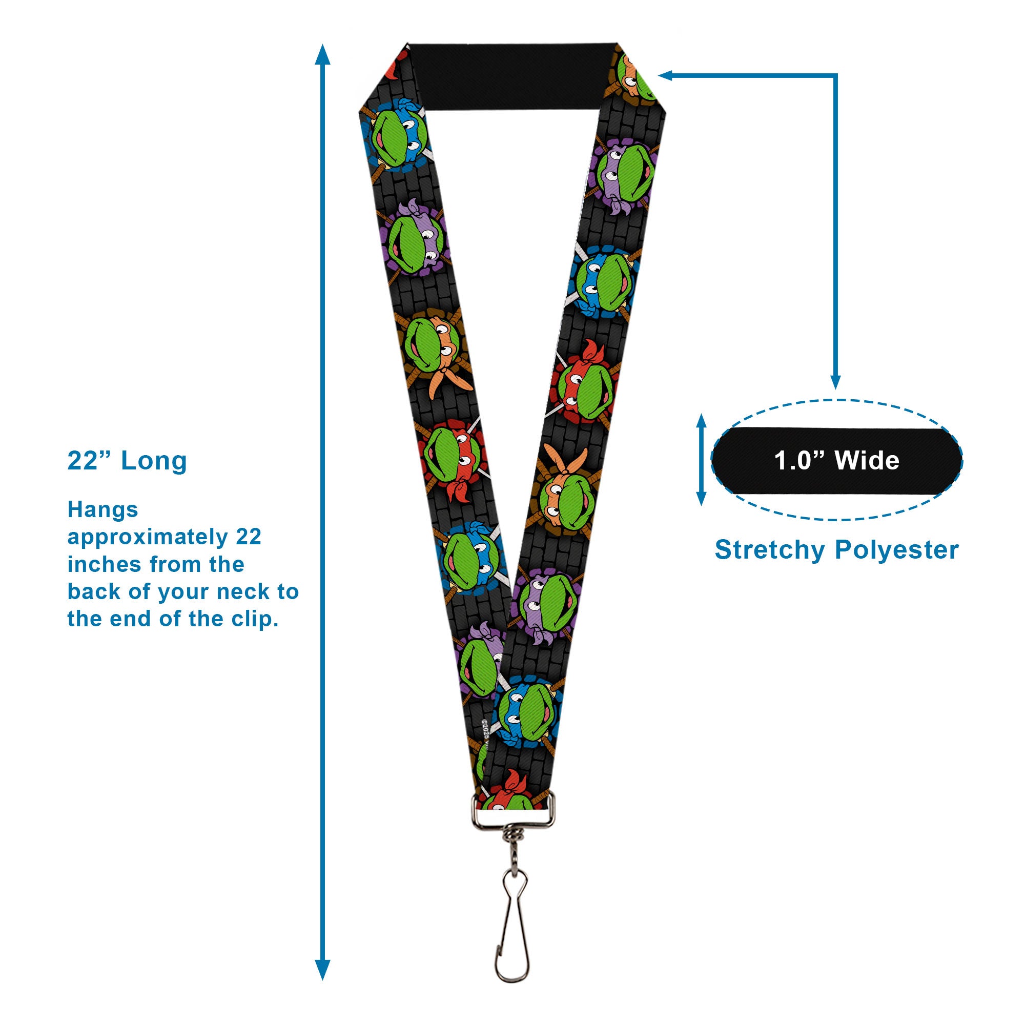 Lanyard - 1.0" - Classic TMNT Expessions Battle Gear Gray Multi Color Lanyards Teenage Mutant Ninja Turtles