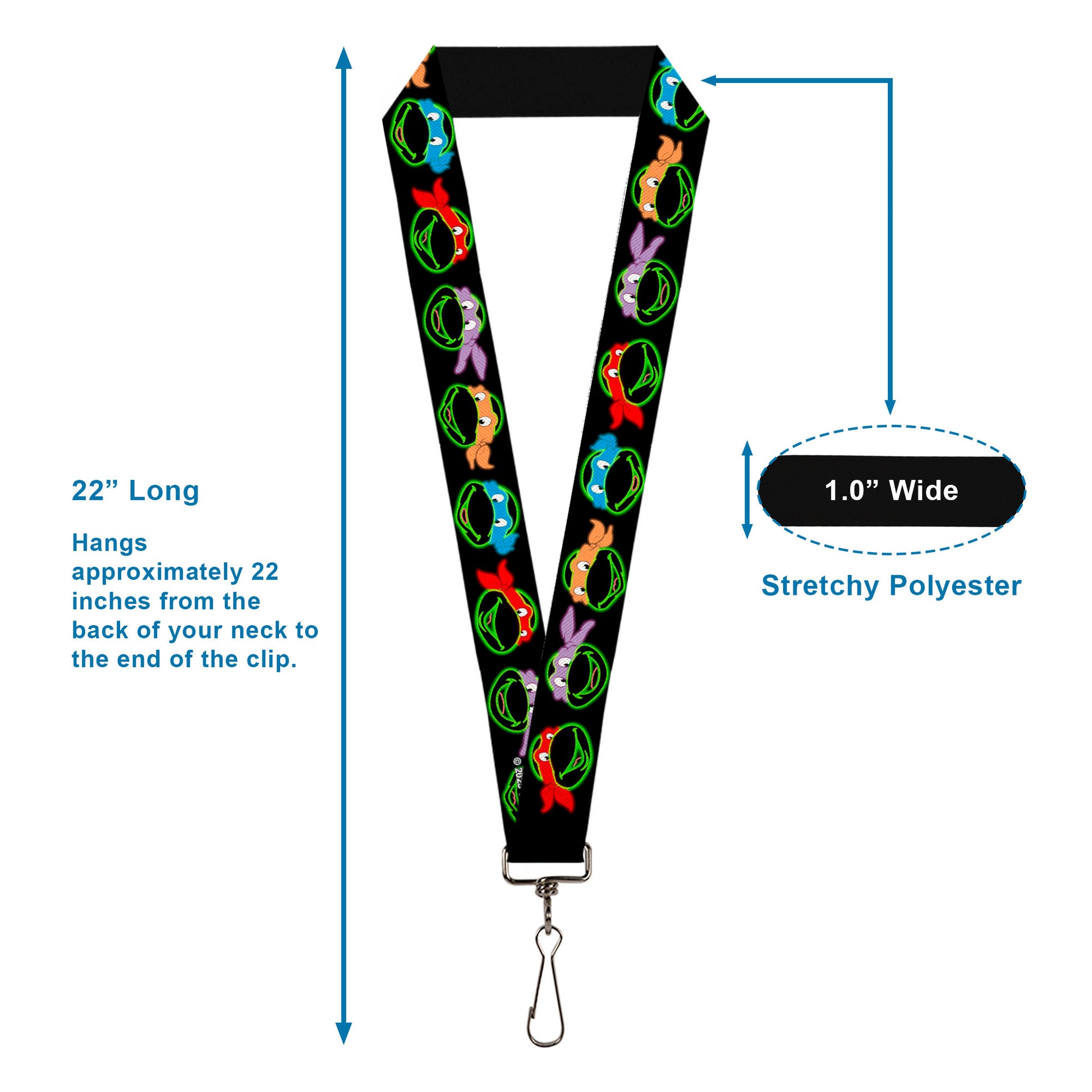 Lanyard - 1.0" - Classic TMNT Electric Expressions Black Multi Neon Lanyards Teenage Mutant Ninja Turtles