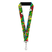 Lanyard - 1.0" - Classic TMNT Action Poses Action Bubbles Dots Blues Lanyards Teenage Mutant Ninja Turtles