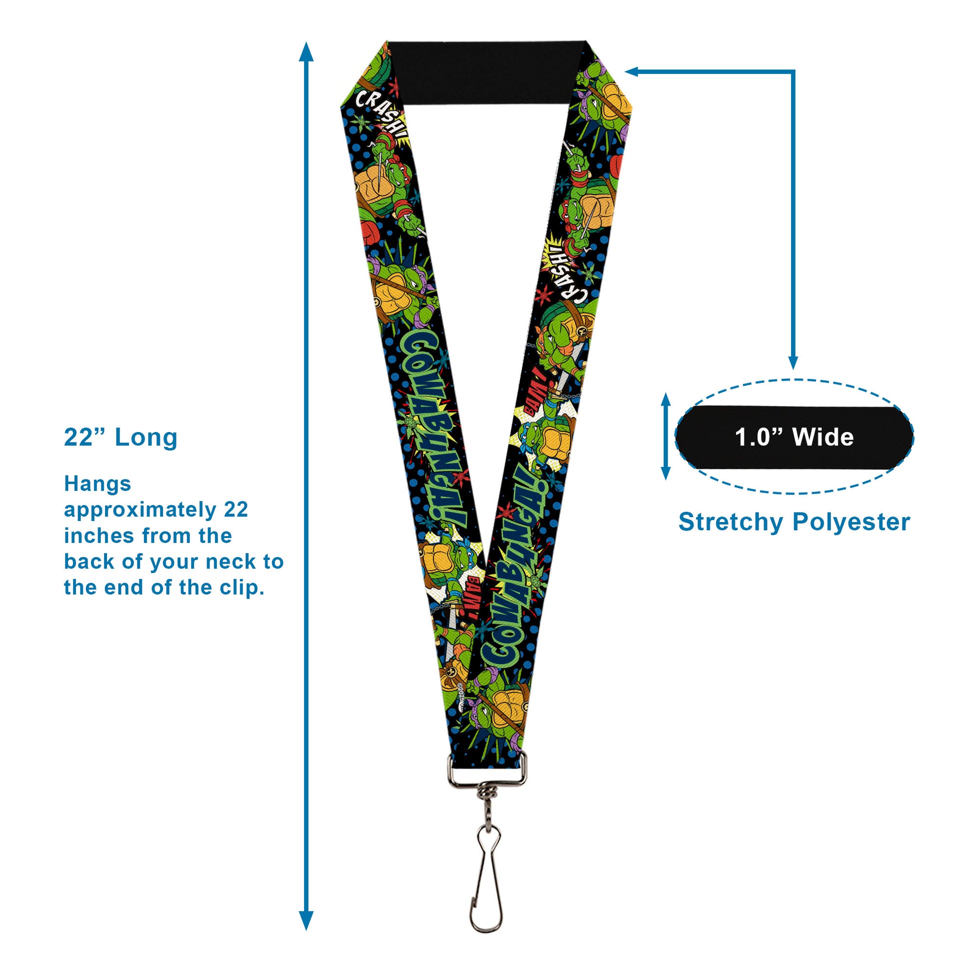 Lanyard - 1.0" - Classic Teenage Mutant Ninja Turtles Turtles Pose12 COWABUNGA! Pop Art Lanyards Teenage Mutant Ninja Turtles