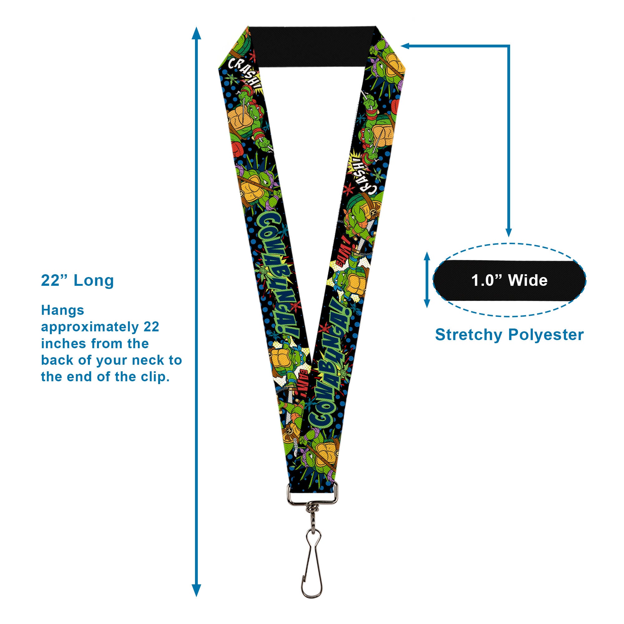 Lanyard - 1.0" - Classic Teenage Mutant Ninja Turtles Turtles Pose12 COWABUNGA! Pop Art Lanyards Teenage Mutant Ninja Turtles