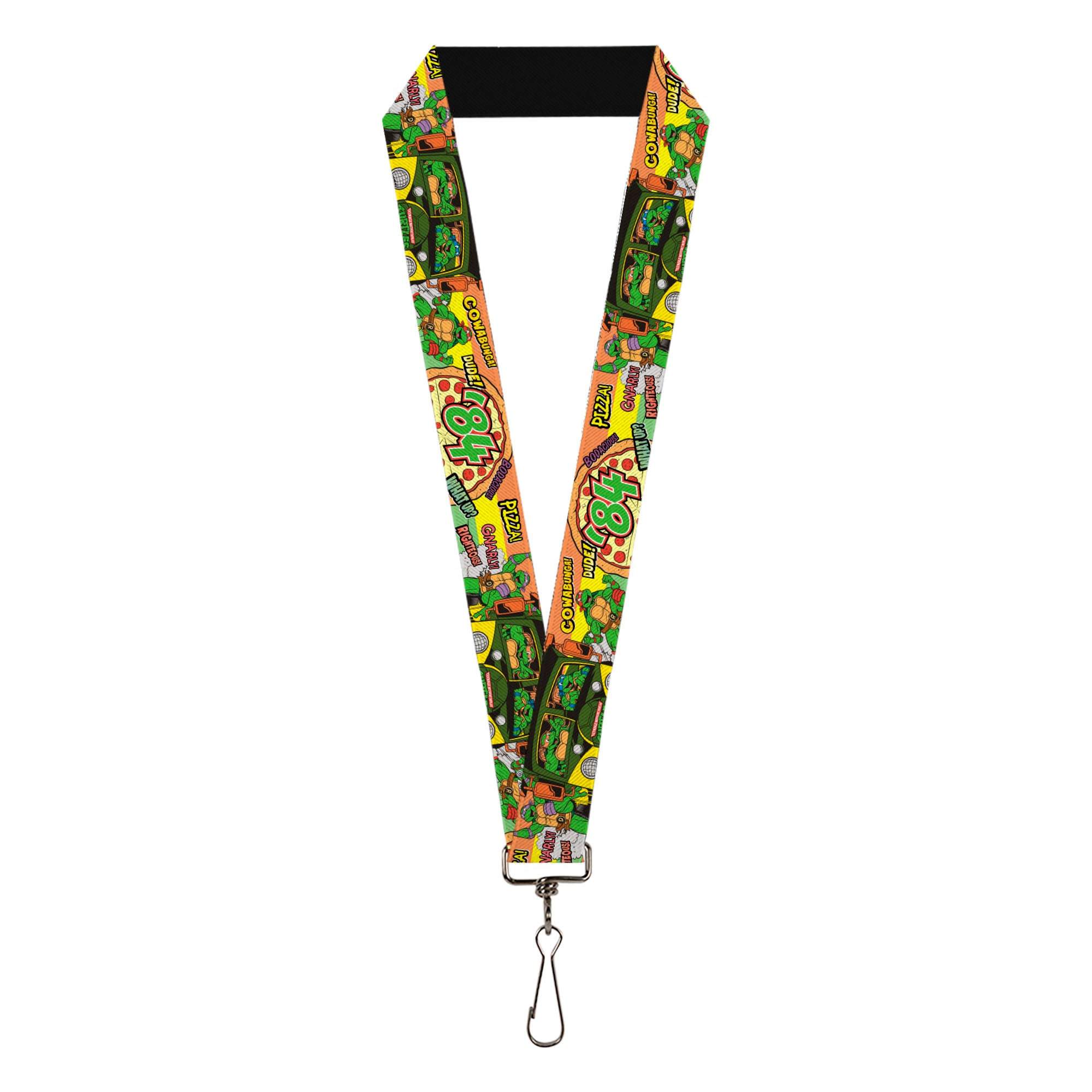 Lanyard - 1.0" - Classic TMNT Turtles Pose14 '84 Pizza Verbiage Lanyards Teenage Mutant Ninja Turtles