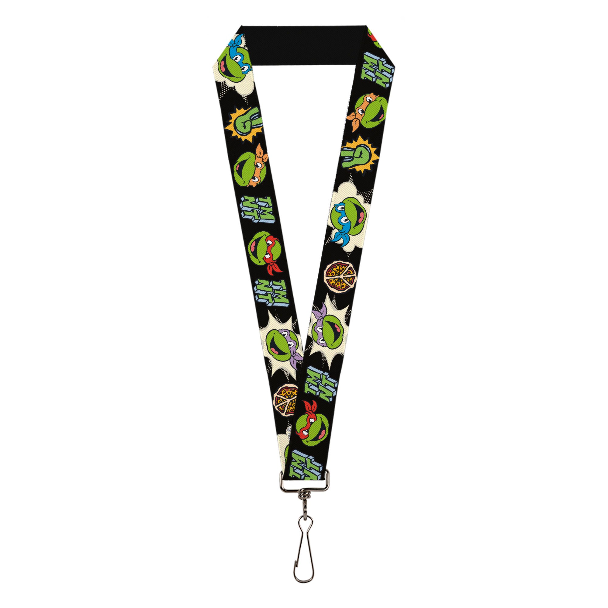 Lanyard - 1.0" - Teenage Mutant Ninja Turtles Faces and Icons Black/Multi Color Lanyards Teenage Mutant Ninja Turtles