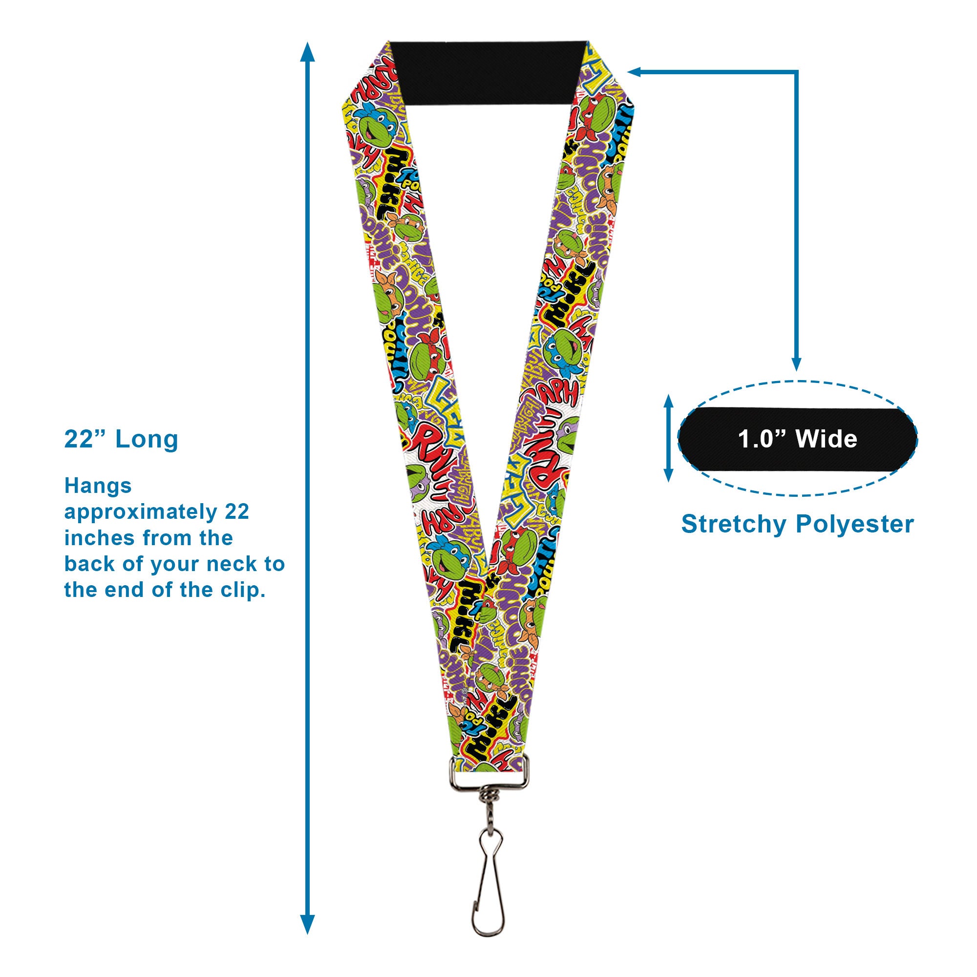 Lanyard - 1.0" - Teenage Mutant Ninja Turtles Sticker Slaps Collage White/Multi Color Lanyards Teenage Mutant Ninja Turtles