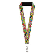 Lanyard - 1.0" - Teenage Mutant Ninja Turtles Sticker Slaps Collage White/Multi Color Lanyards Teenage Mutant Ninja Turtles