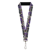 Lanyard - 1.0" - Teenage Mutant Ninja Turtles Shredder Action Poses Grays/Purple Lanyards Teenage Mutant Ninja Turtles
