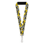 Lanyard - 1.0" - Teenage Mutant Ninja Turtles Shredder Pose and Icons Grays/Yellow Lanyards Teenage Mutant Ninja Turtles