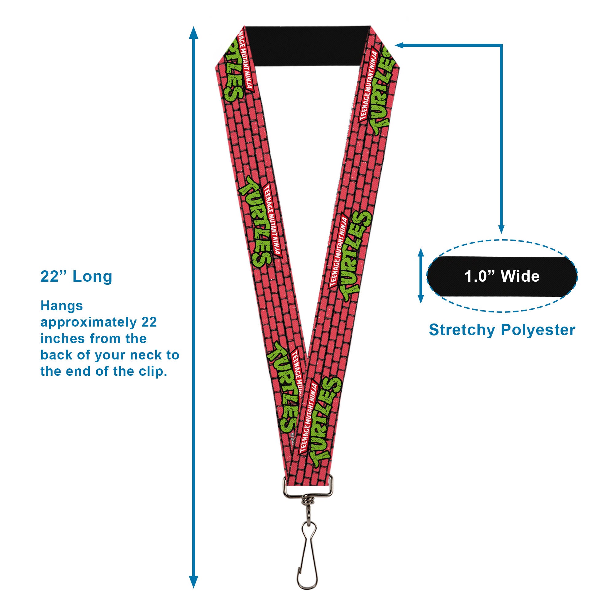 Lanyard - 1.0" - TEENAGE MUTANT NINJA TURTLES Brick Title Logo Red Lanyards Teenage Mutant Ninja Turtles