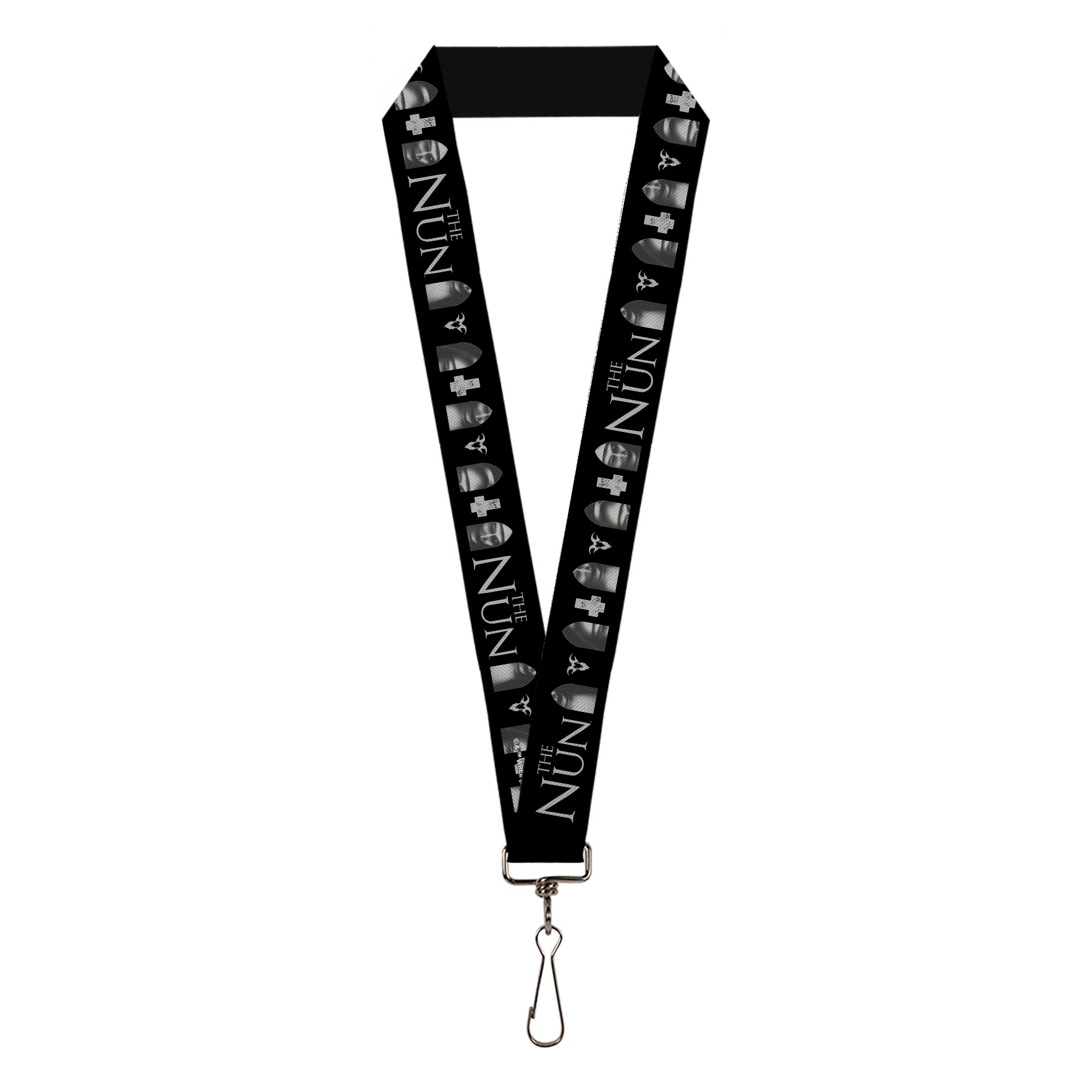 Lanyard - 1.0" - THE NUN Demon Nun Valak Face with Icons and Title Logo Black/Grays Lanyards The Nun