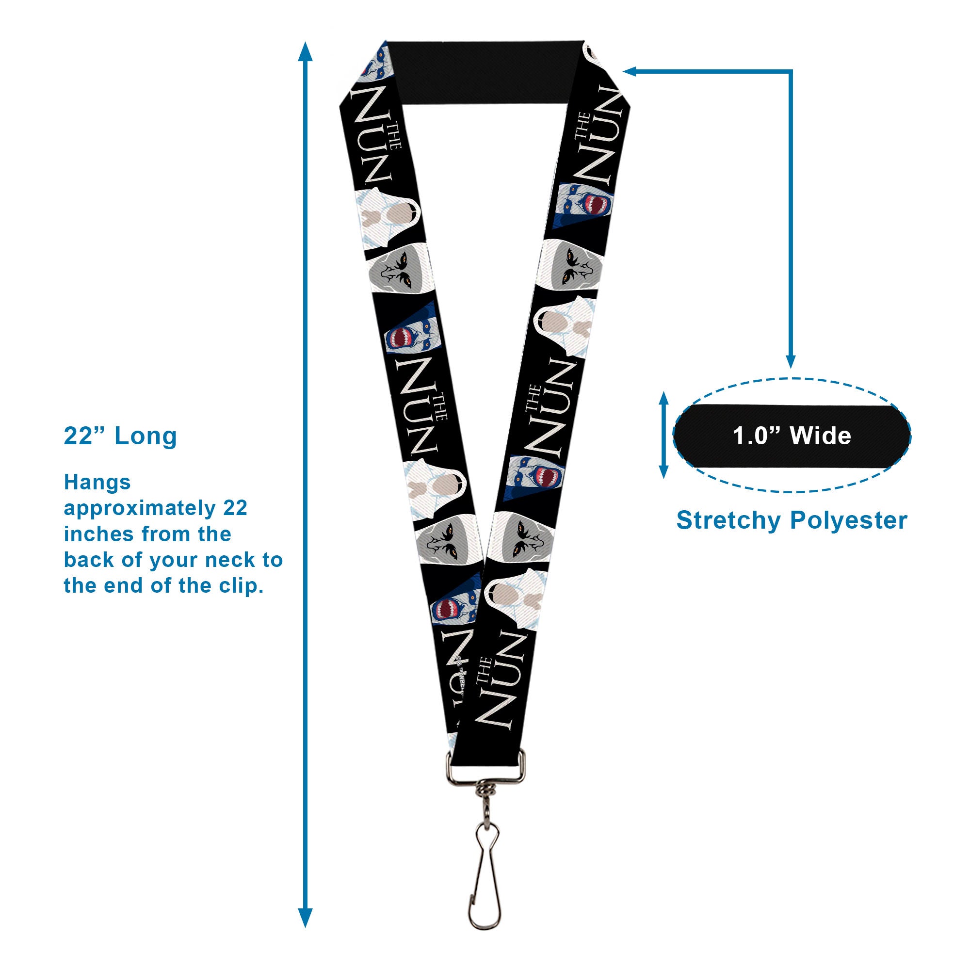 Lanyard - 1.0" - THE NUN Sister Irene and Demon Nun Valak Icons with Title Logo Black/White Lanyards The Nun