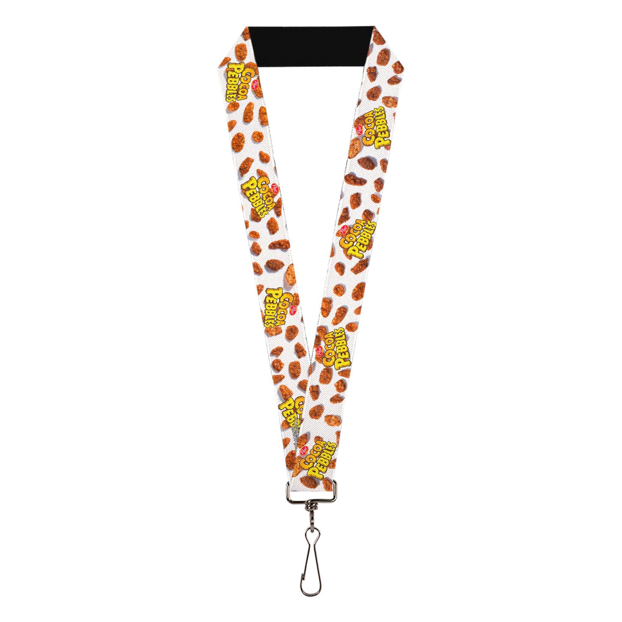 Lanyard - 1.0" - POST COCOA PEBBLES Logo and Cereal Pebbles Scattered White/Browns Lanyards The Flintstones