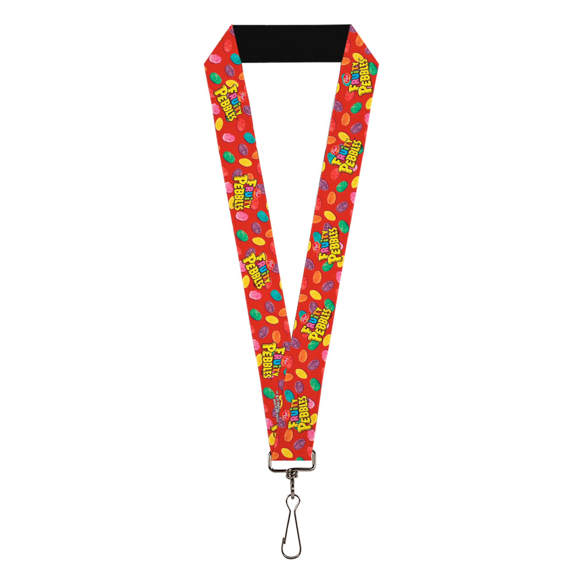Lanyard - 1.0" - POST FRUITY PEBBLES Logo and Cereal Pebbles Scattered Red/Multi Color Lanyards The Flintstones