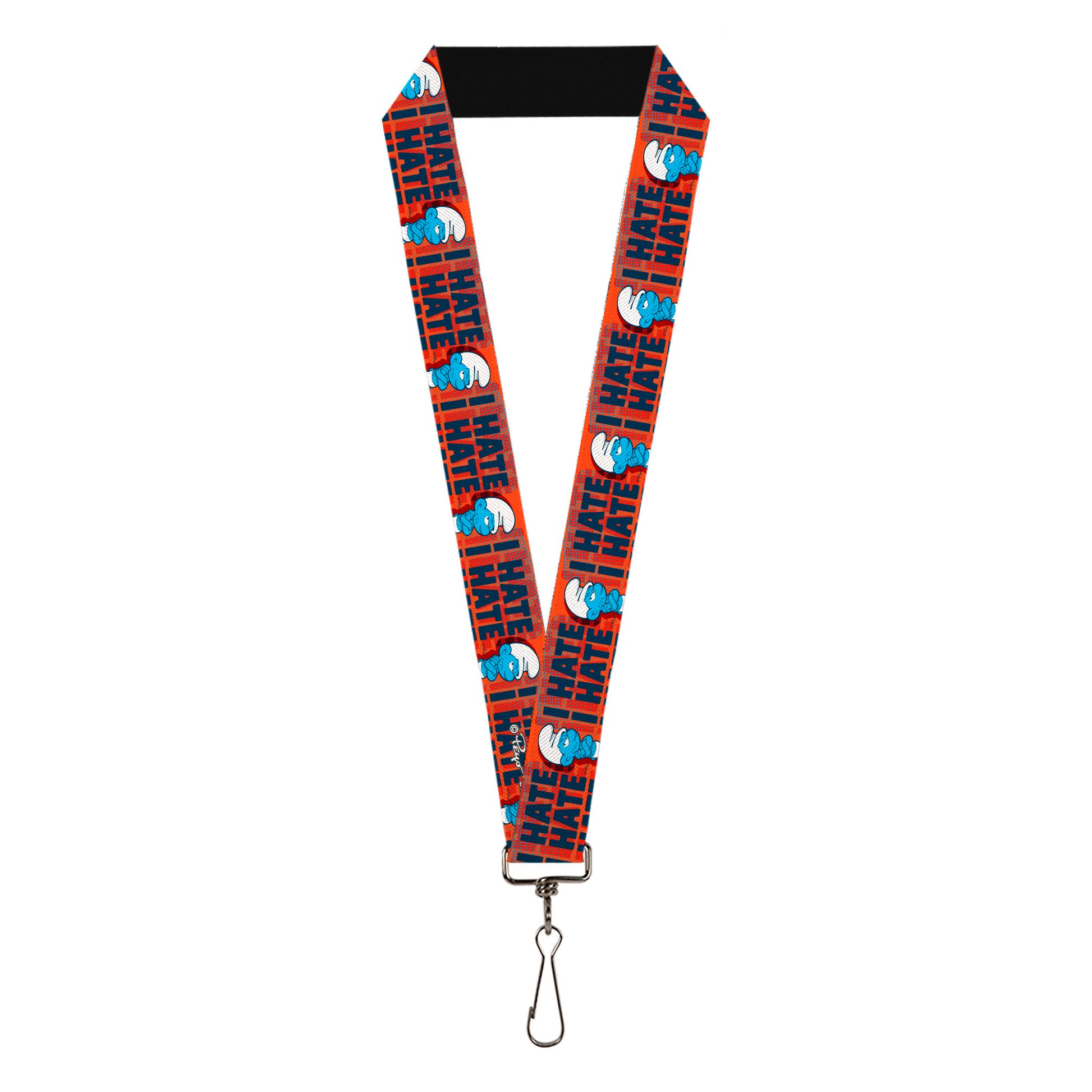 Lanyard - 1.0" - Grumpy Smurf I HATE I HATE Arms Crossed Pose Red/Blue Lanyards The Smurfs