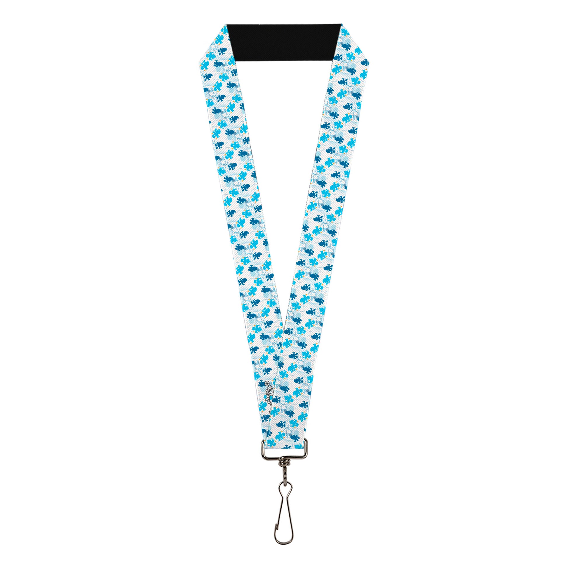 Lanyard - 1.0" - The Smurfs Blast Off FREE Silhouette Pose White/Blues Lanyards The Smurfs