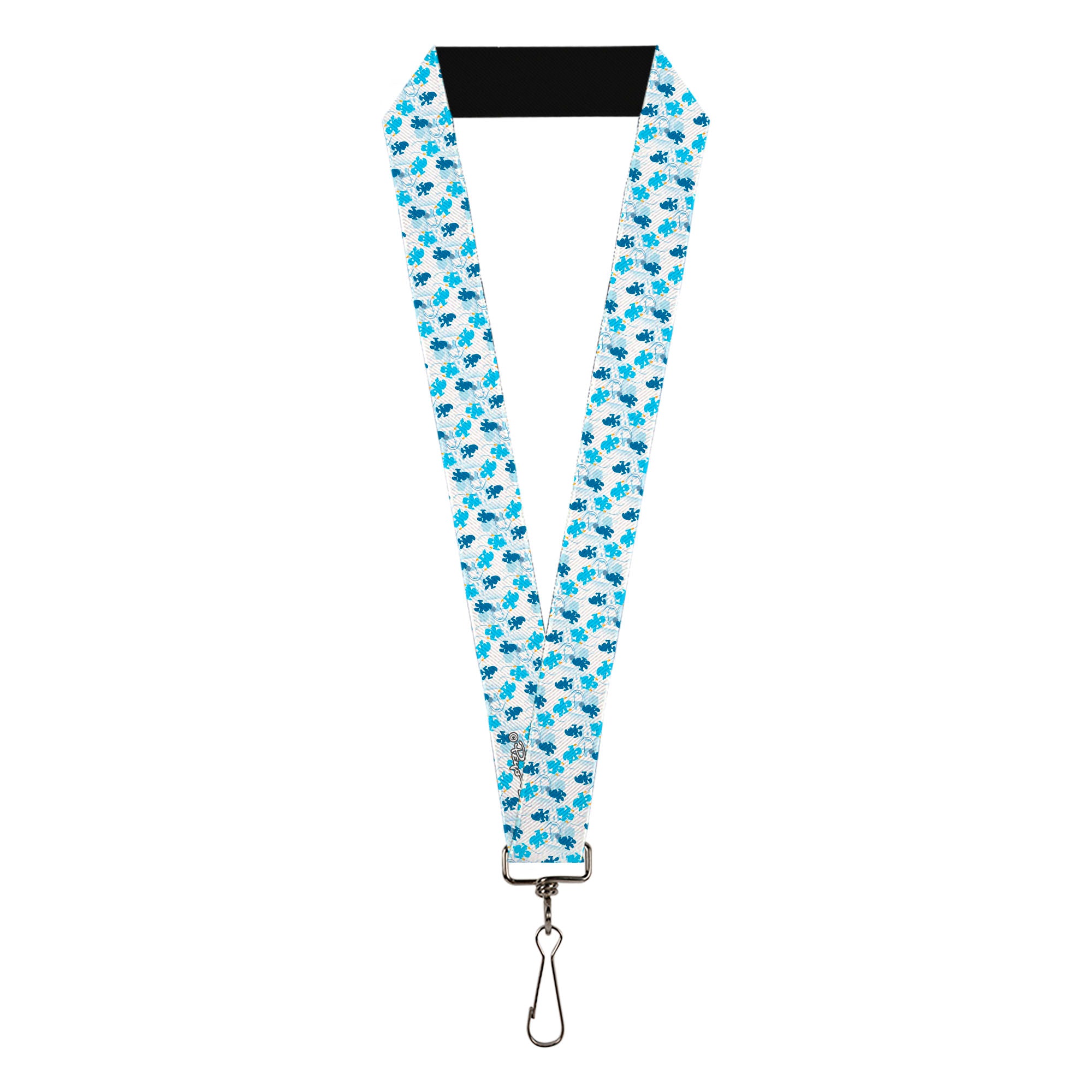 Lanyard - 1.0" - The Smurfs Blast Off FREE Silhouette Pose White/Blues Lanyards The Smurfs