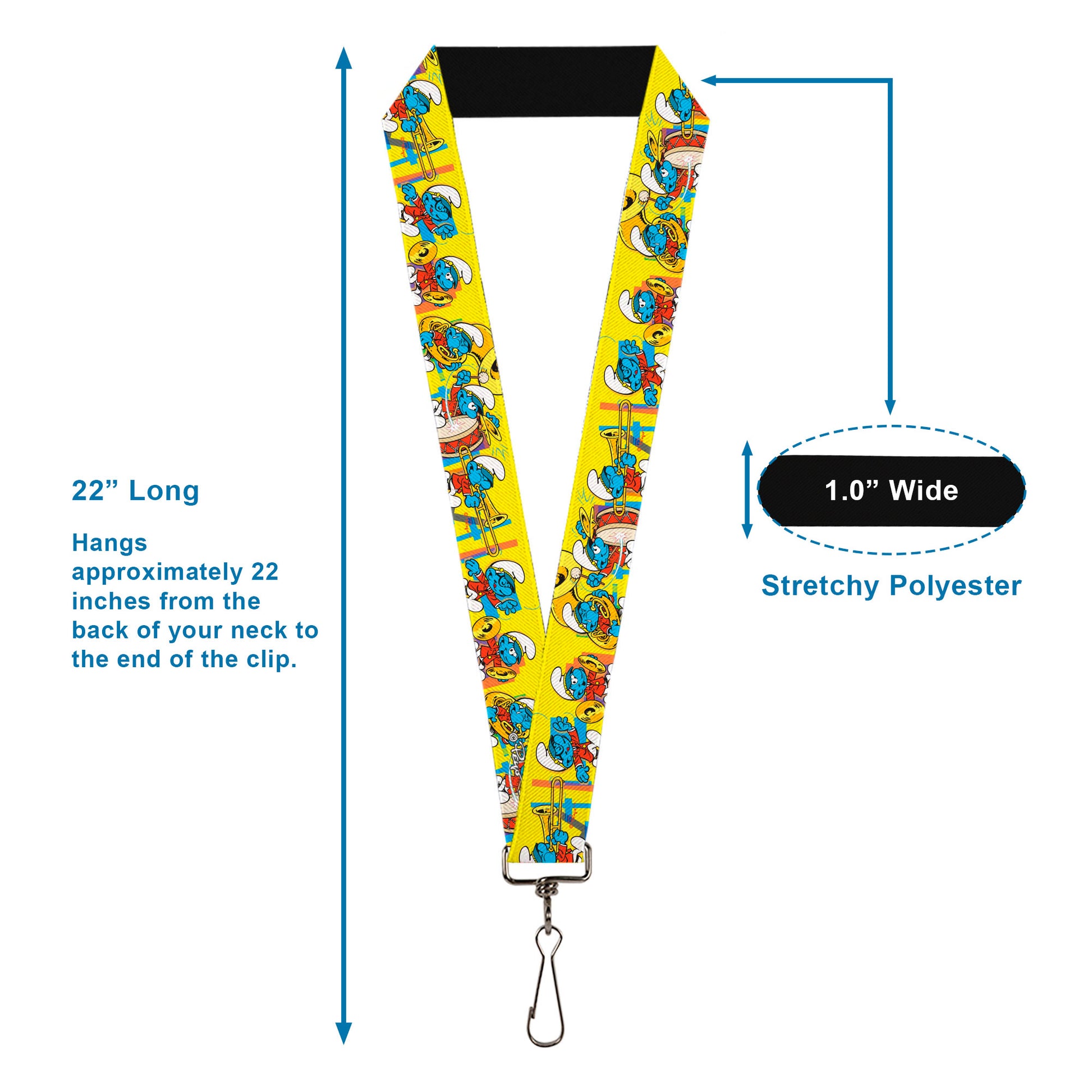 Lanyard - 1.0" - The Smurfs Carnival Party Band Line Yellow Lanyards The Smurfs