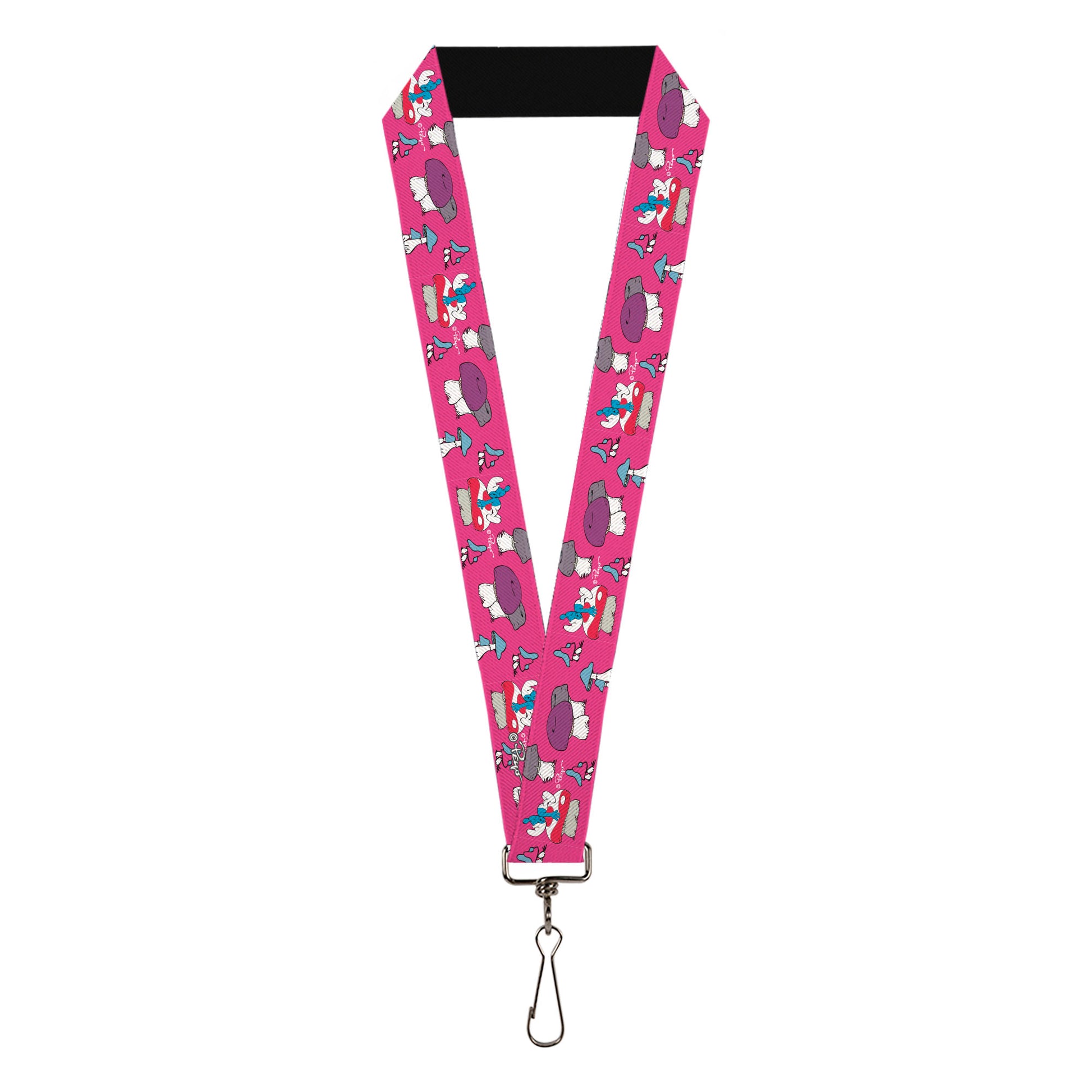 Lanyard - 1.0" - The Smurfs Like a Mushroom Pose Pink Lanyards The Smurfs