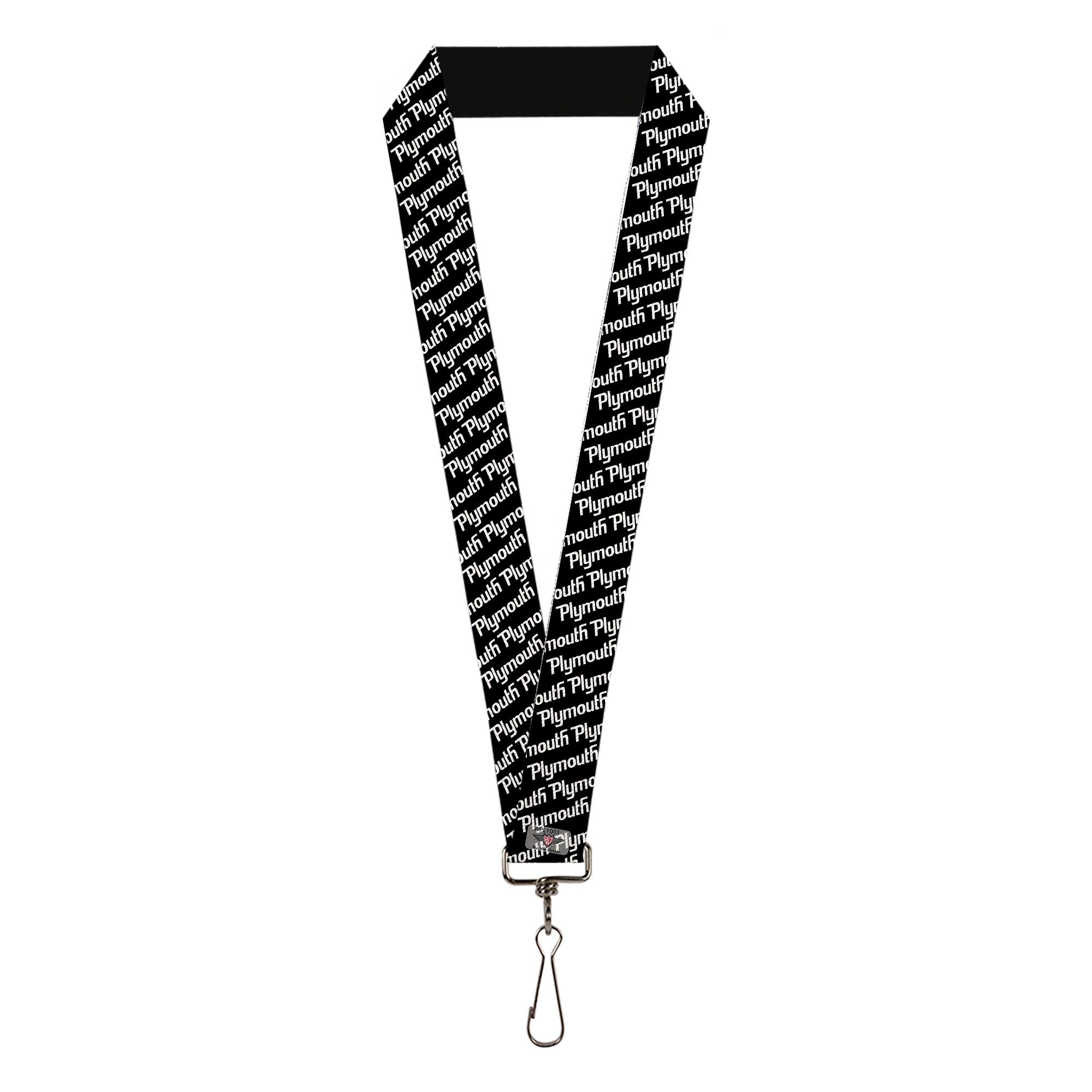 Lanyard - 1.0" - PLYMOUTH Text Logo Scattered Black White Lanyards Dodge