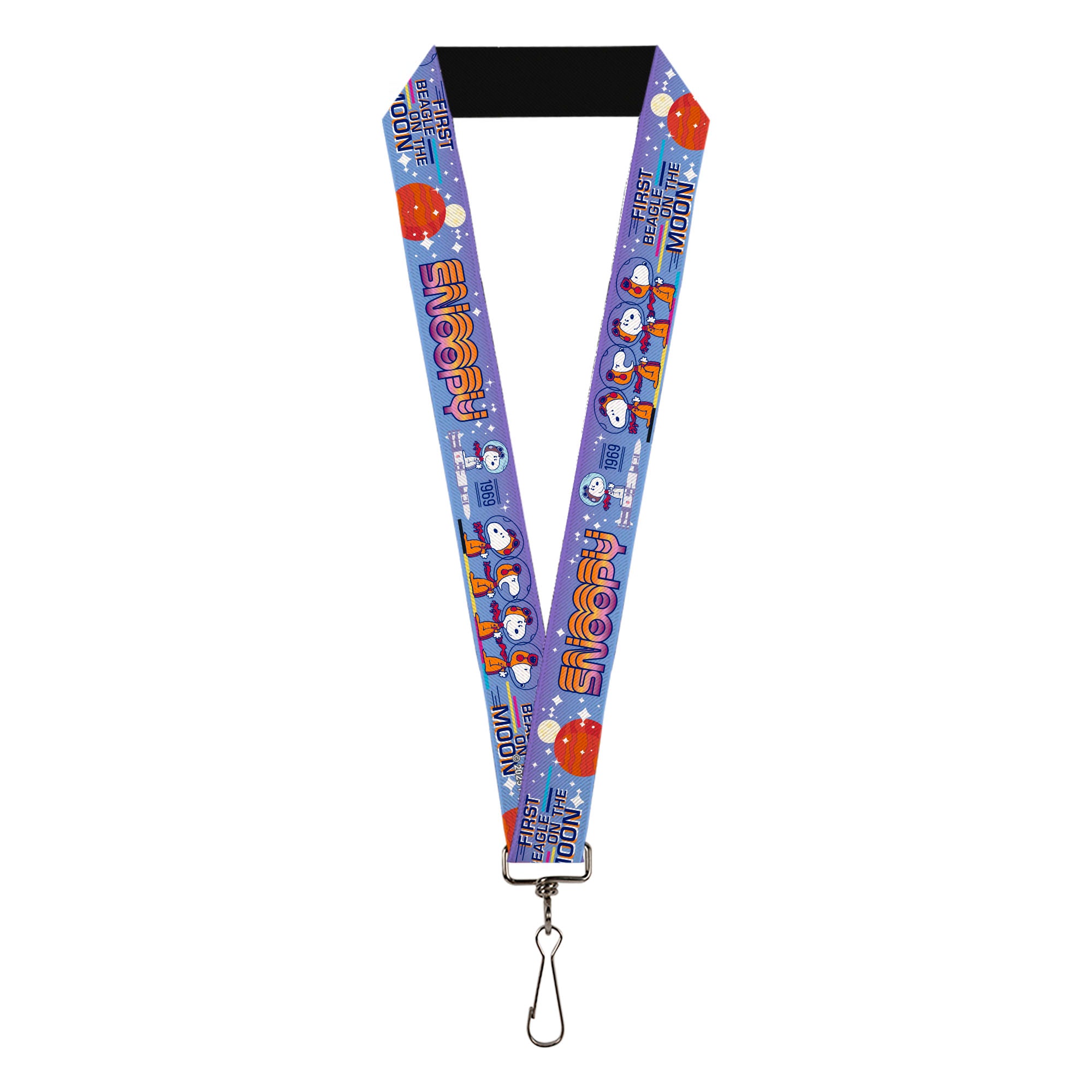 Lanyard - 1.0" - Peanuts Astronaut Snoopy Launch Poses and Text White/Multi Color Lanyards Peanuts