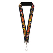 Lanyard - 1.0" - PEANUTS ATHLETIC CLUB Varsity Poses and Quotes Collage Black/Red/Yellow Lanyards Peanuts