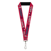Lanyard - 1.0" - Peanuts Gang AMERICAN SUMMER Poses Red/Blue/White Lanyards Peanuts