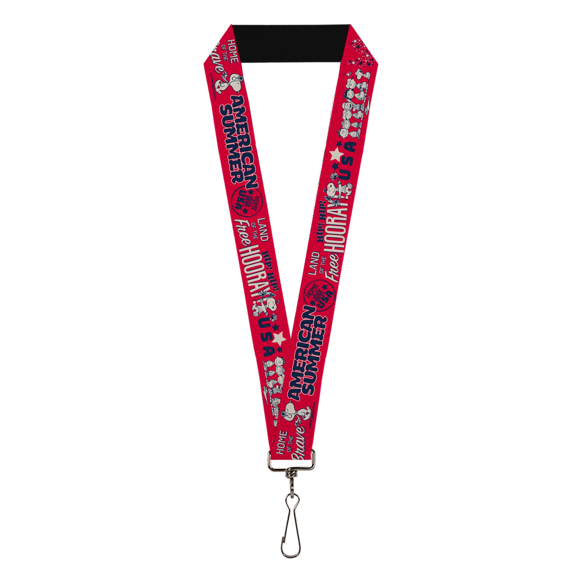 Lanyard - 1.0" - Peanuts Gang AMERICAN SUMMER Poses Red/Blue/White Lanyards Peanuts