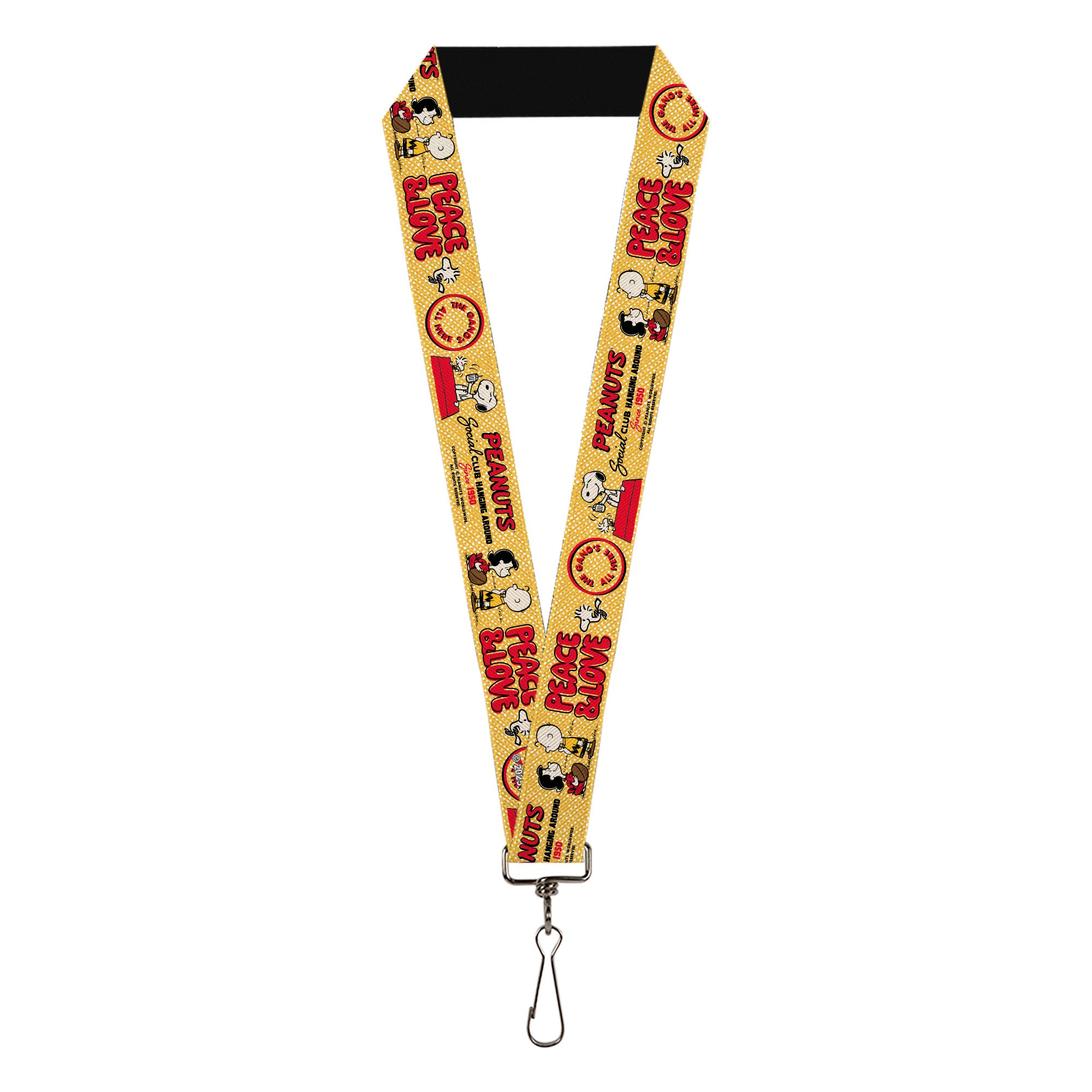 Lanyard - 1.0" - PEANUTS SOCIAL CLUB PEACE & LOVE Scenes Yellow/Red Lanyards Peanuts