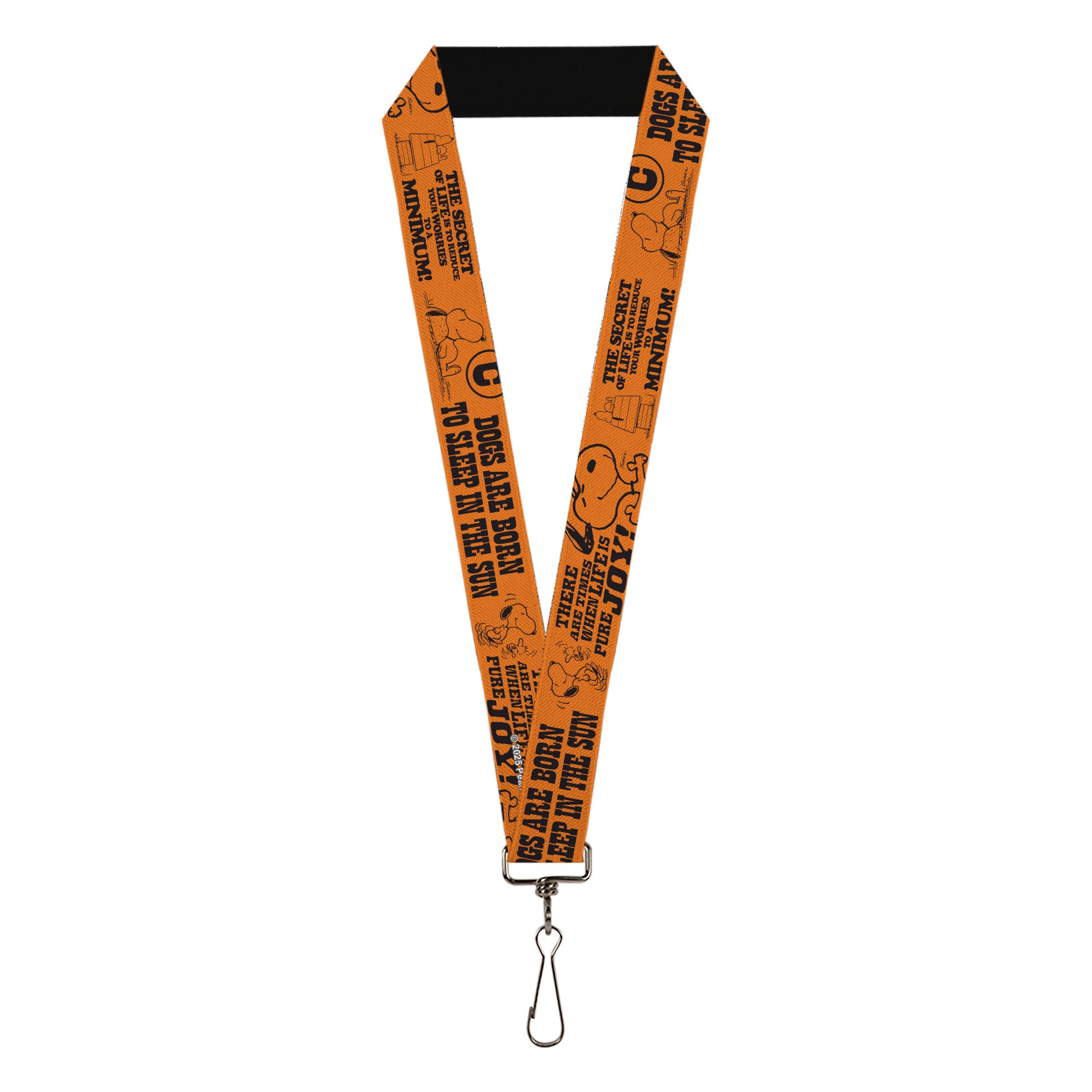 Lanyard - 1.0" - Snoopy Poses and Quotes Collage Orange/Black Lanyards Peanuts