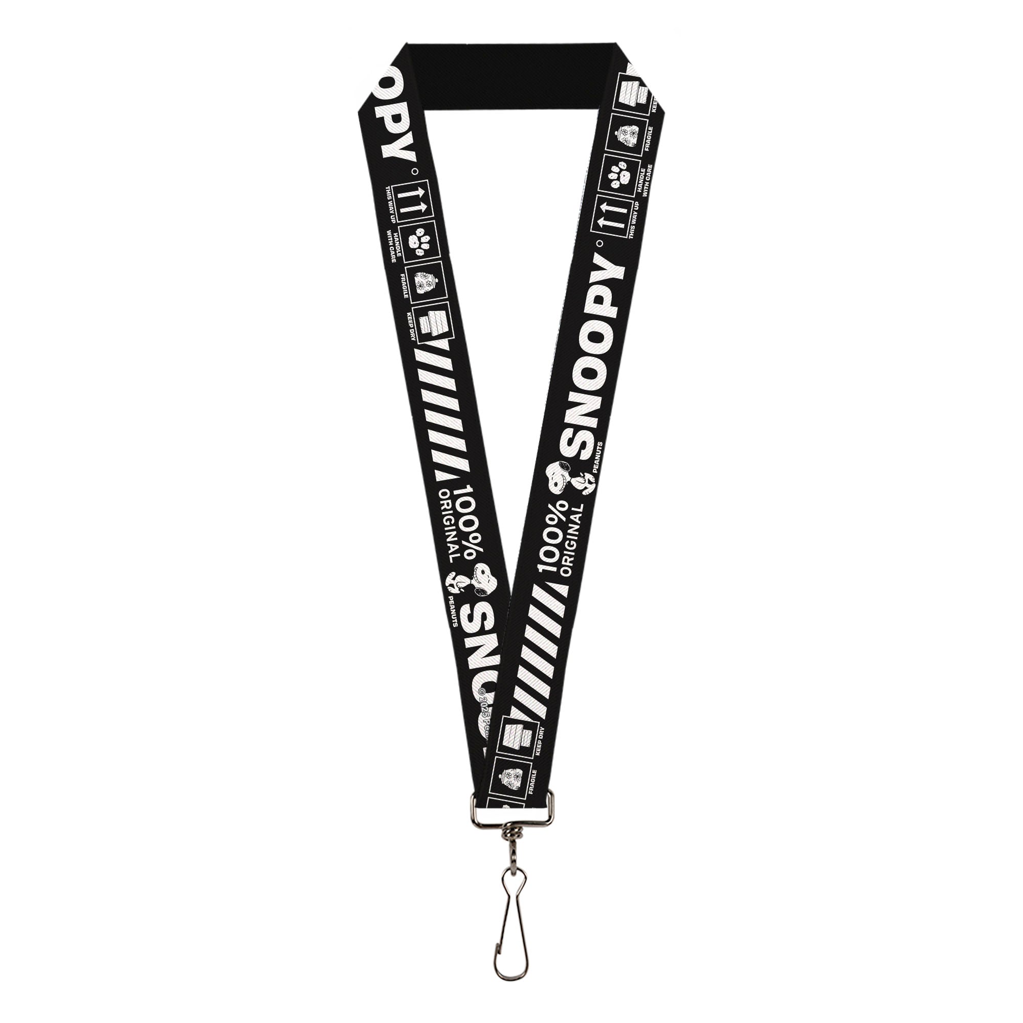 Lanyard - 1.0" - Peanuts SNOOPY Care Symbols 100% ORIGINAL Black/White Lanyards Peanuts