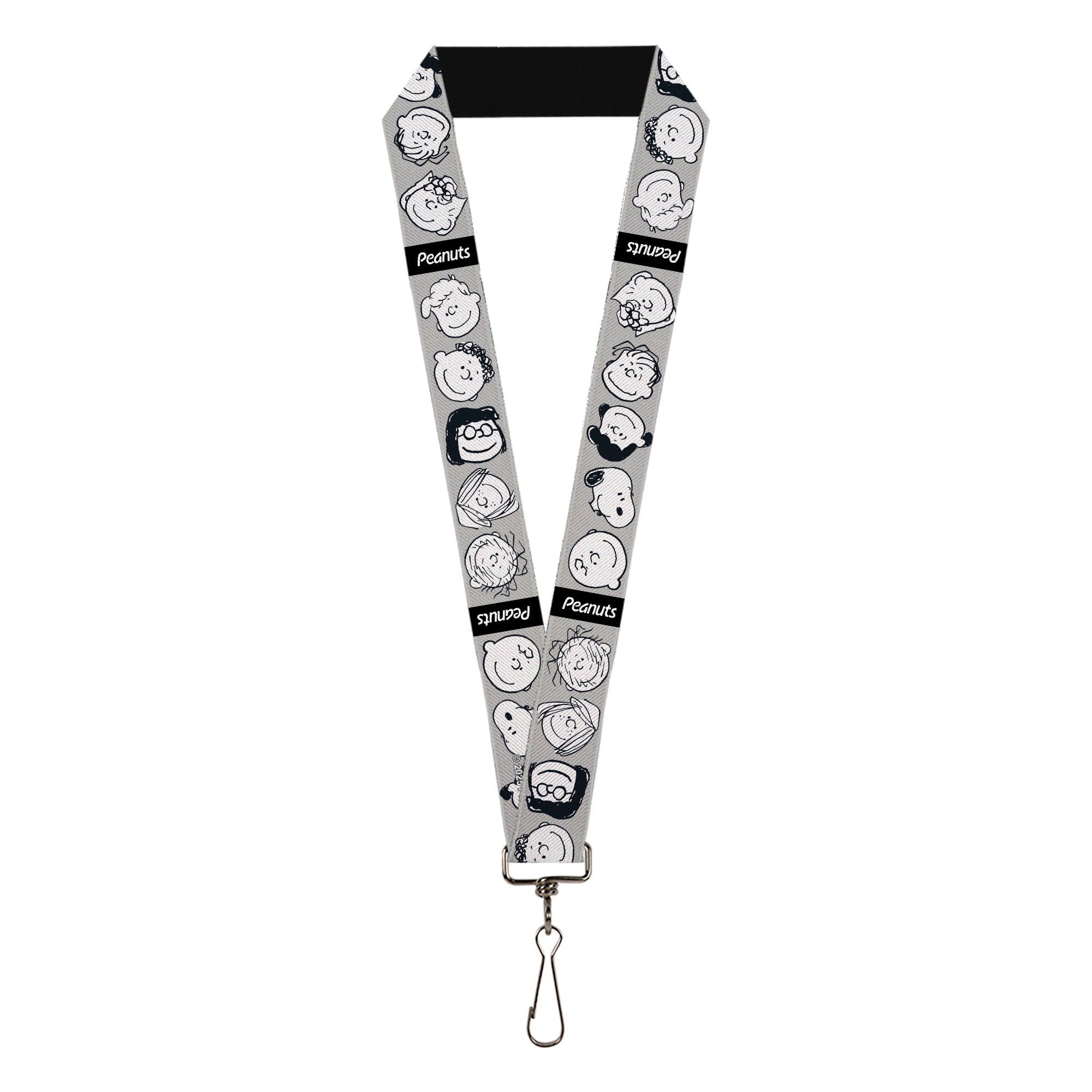 Lanyard - 1.0" - Peanuts Gang Expressions Gray/Black/White Lanyards Peanuts