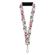 Lanyard - 1.0" - Peanuts JOE COOL Snoopy Poses and Text Gray/Black/Red/White Lanyards Peanuts