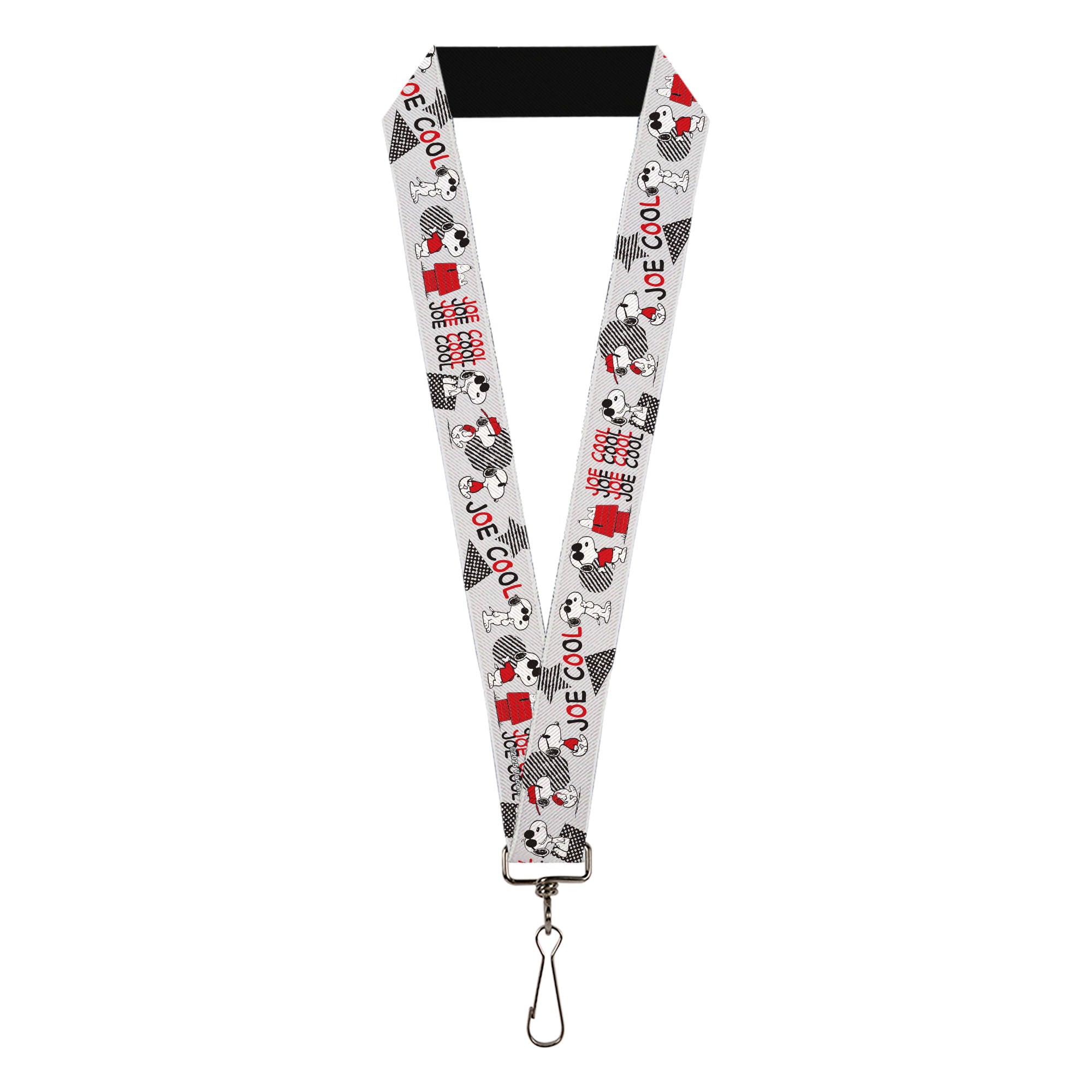 Lanyard - 1.0" - Peanuts JOE COOL Snoopy Poses and Text Gray/Black/Red/White Lanyards Peanuts