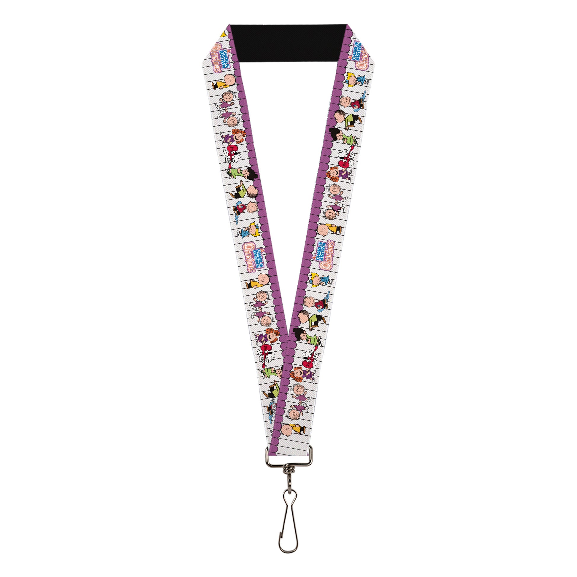 Lanyard - 1.0" - A CHARLIE BROWN CHRISTMAS Peanuts Gang Dancing Scene White Lanyards Peanuts