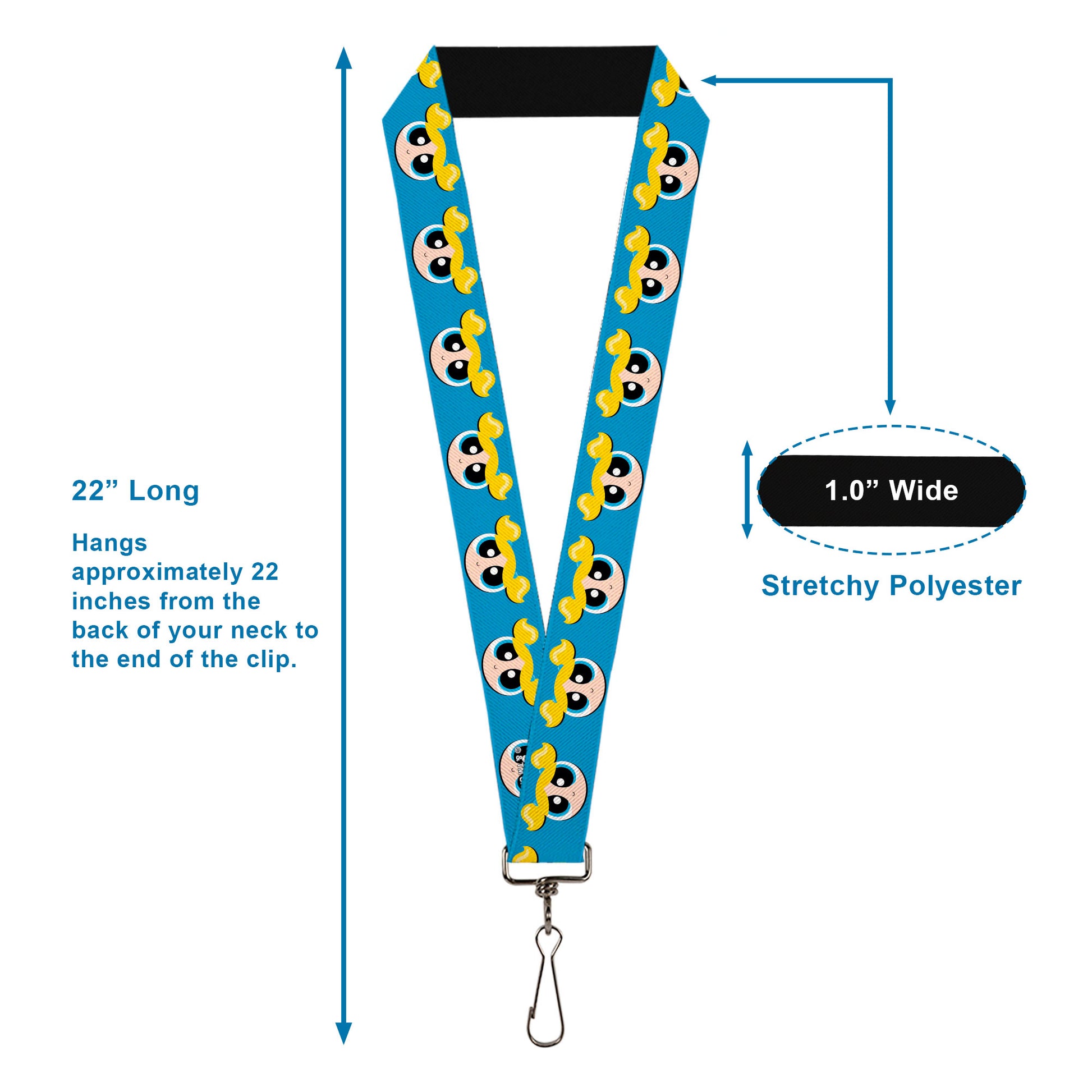 Lanyard - 1.0" - The Powerpuff Girls Bubbles Face Close-Up Blue Lanyards Powerpuff Girls