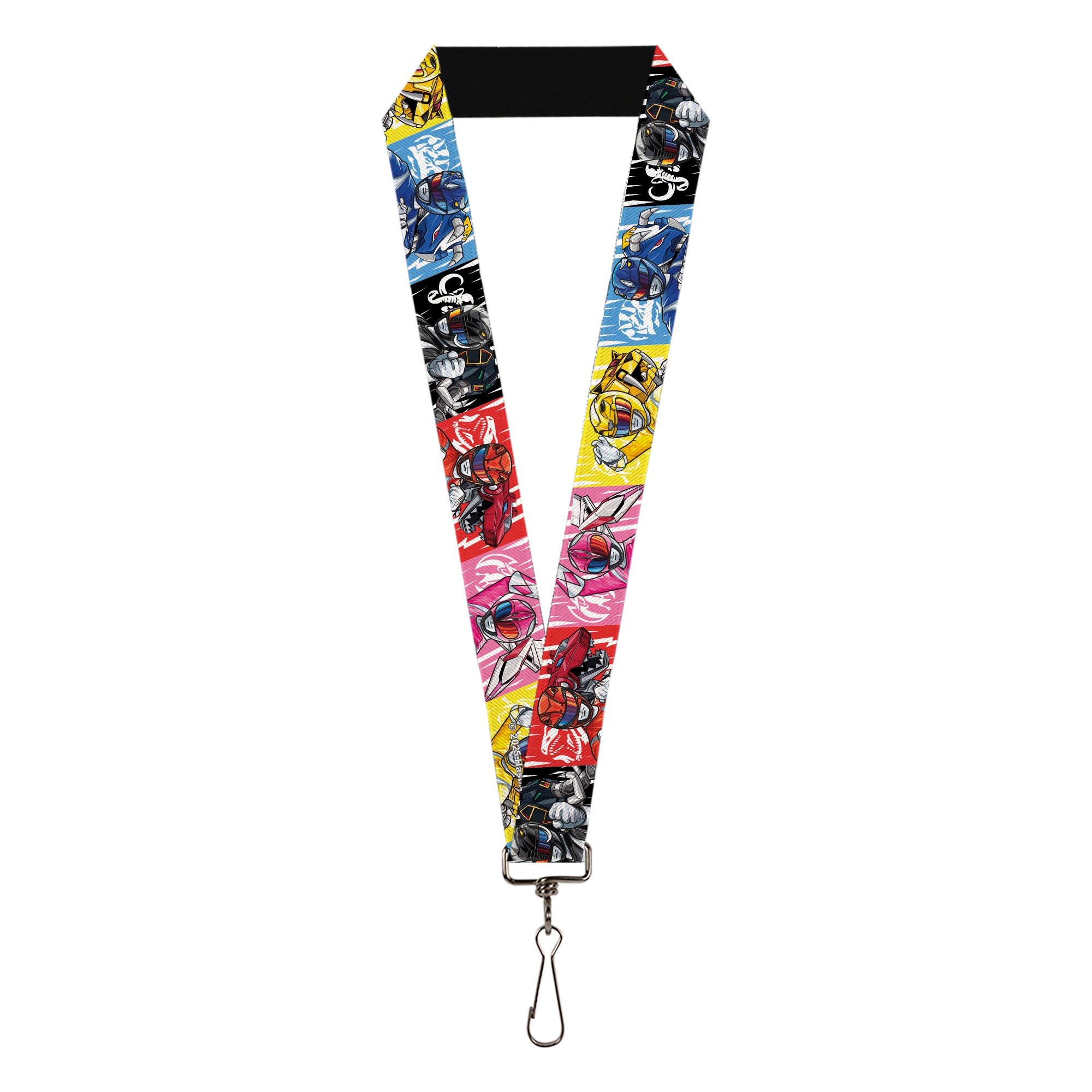 Lanyard - 1.0" - Power Rangers Pose with Zord and Icon Blocks Multi Color Lanyards Power Rangers