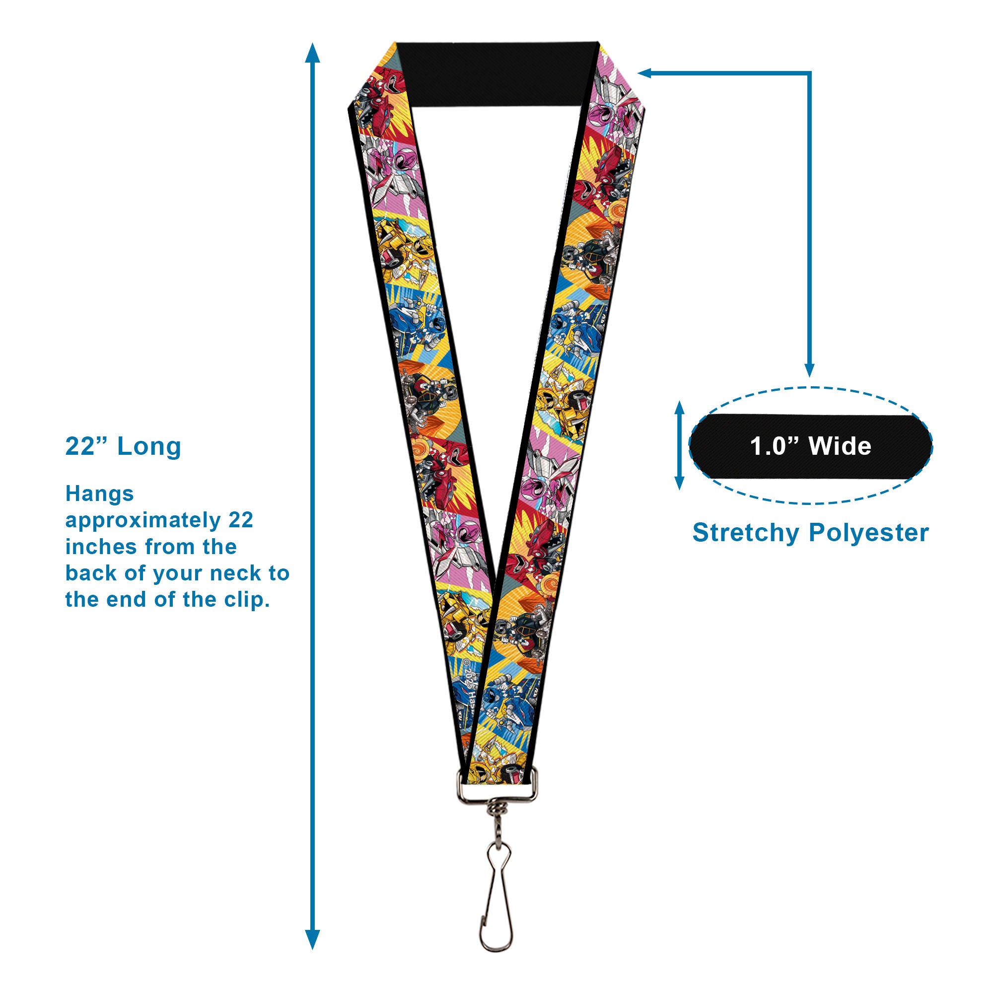 Lanyard - 1.0" - Power Rangers and Zord Action Pose Blocks Lanyards Power Rangers