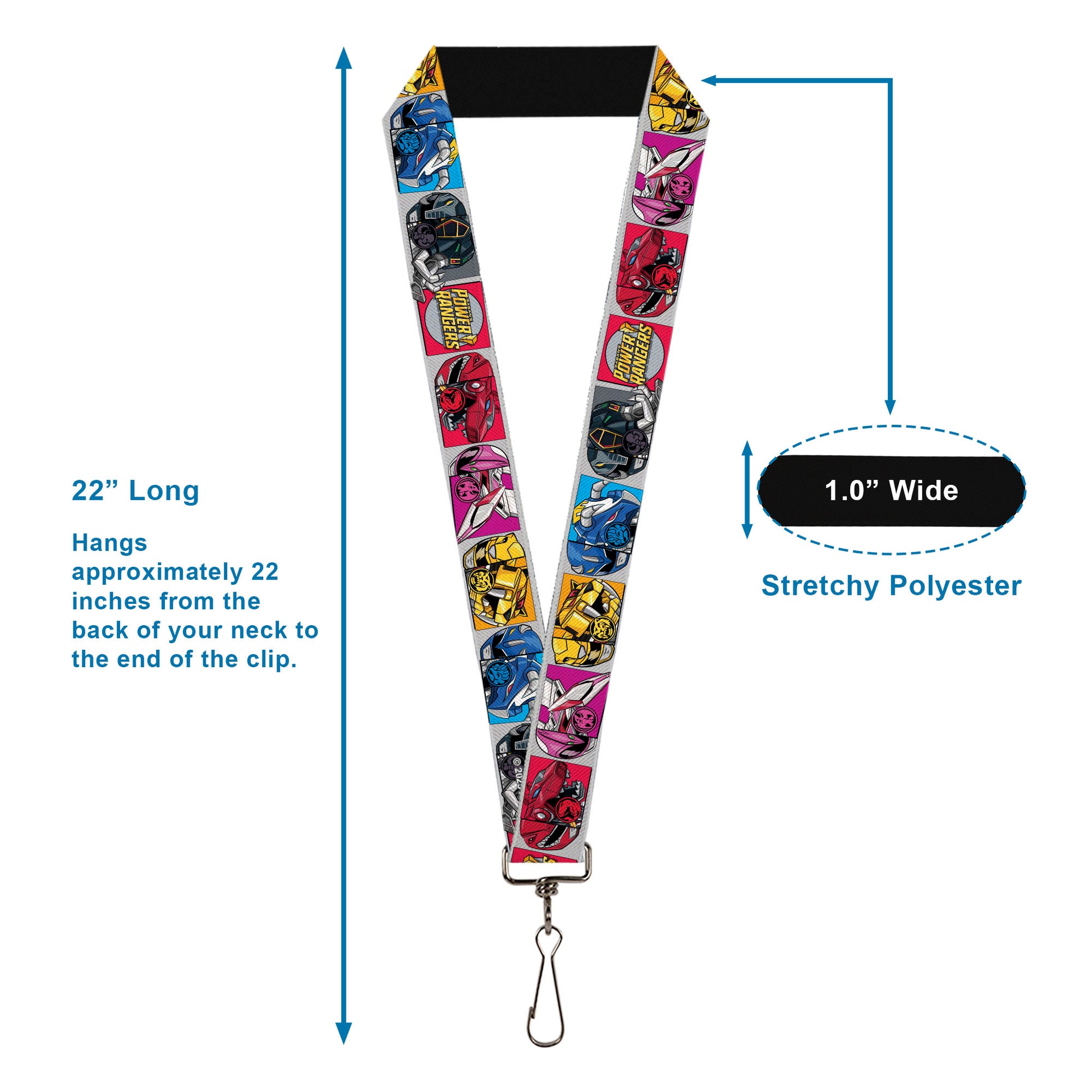 Lanyard - 1.0" - SABAN'S POWER RANGERS Ranger Zord and Icon Blocks and Title Logo Lanyards Power Rangers