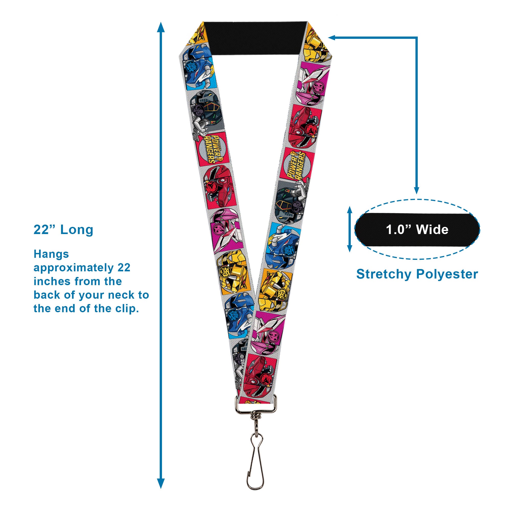 Lanyard - 1.0" - SABAN'S POWER RANGERS Ranger Zord and Icon Blocks and Title Logo Lanyards Power Rangers