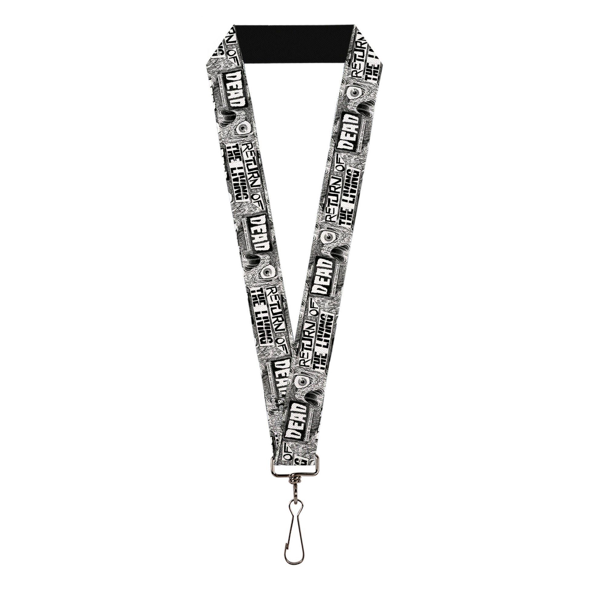 Lanyard - 1.0" - RETURN OF THE LIVING DEAD Text Blocks and Zombie Eye White/Black Lanyards Living Dead Media LLC