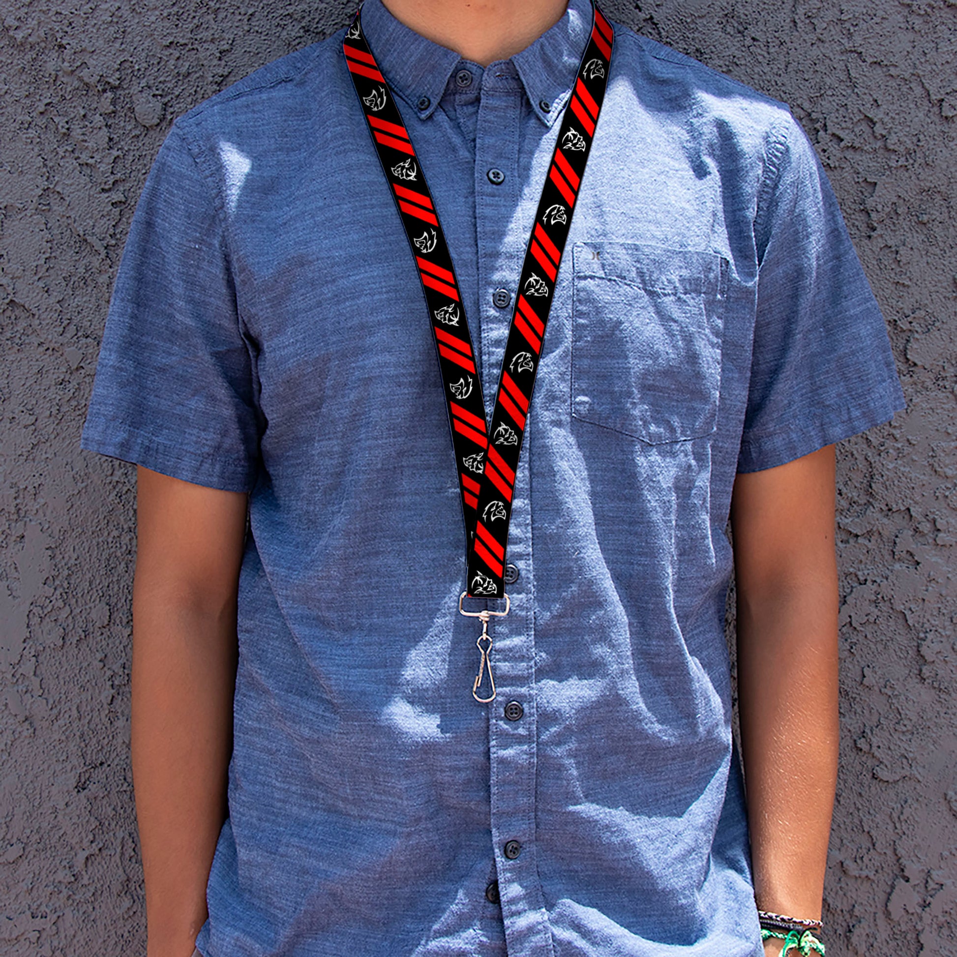 Lanyard - 1.0" - Demon Dodge Rhombus Hellcat Icons Black Red White Lanyards Dodge