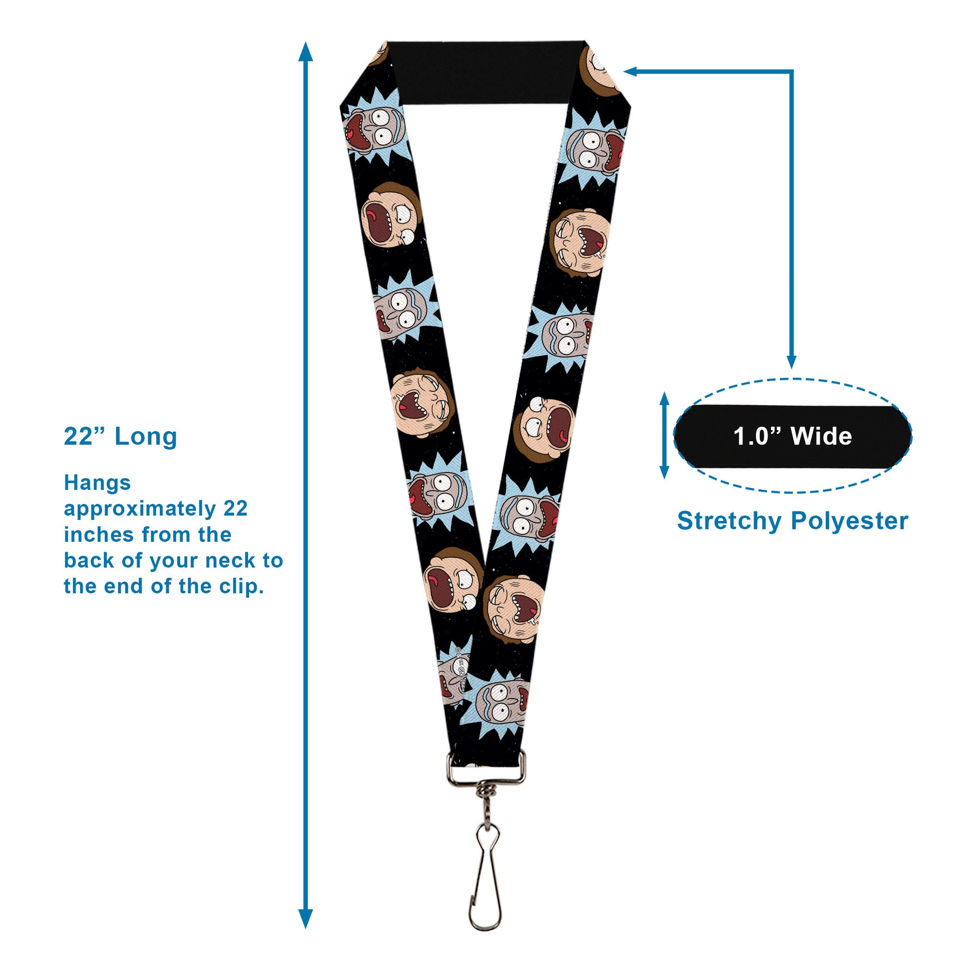 Lanyard - 1.0" - Rick and Morty Expressions in Space Lanyards Rick and Morty
