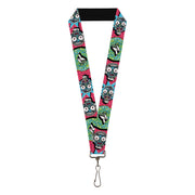 Lanyard - 1.0" - Rick and Morty Circuit Faces Portal Gun Pixelverse Pink Lanyards Rick and Morty