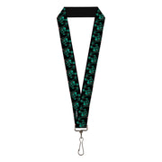 Lanyard - 1.0" - Rick and Morty Psychedelic Monster Pose Black/Greens Lanyards Rick and Morty