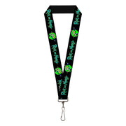 Lanyard - 1.0" - RICK AND MORTY Title Logo and Portal Pose Black Lanyards Rick and Morty