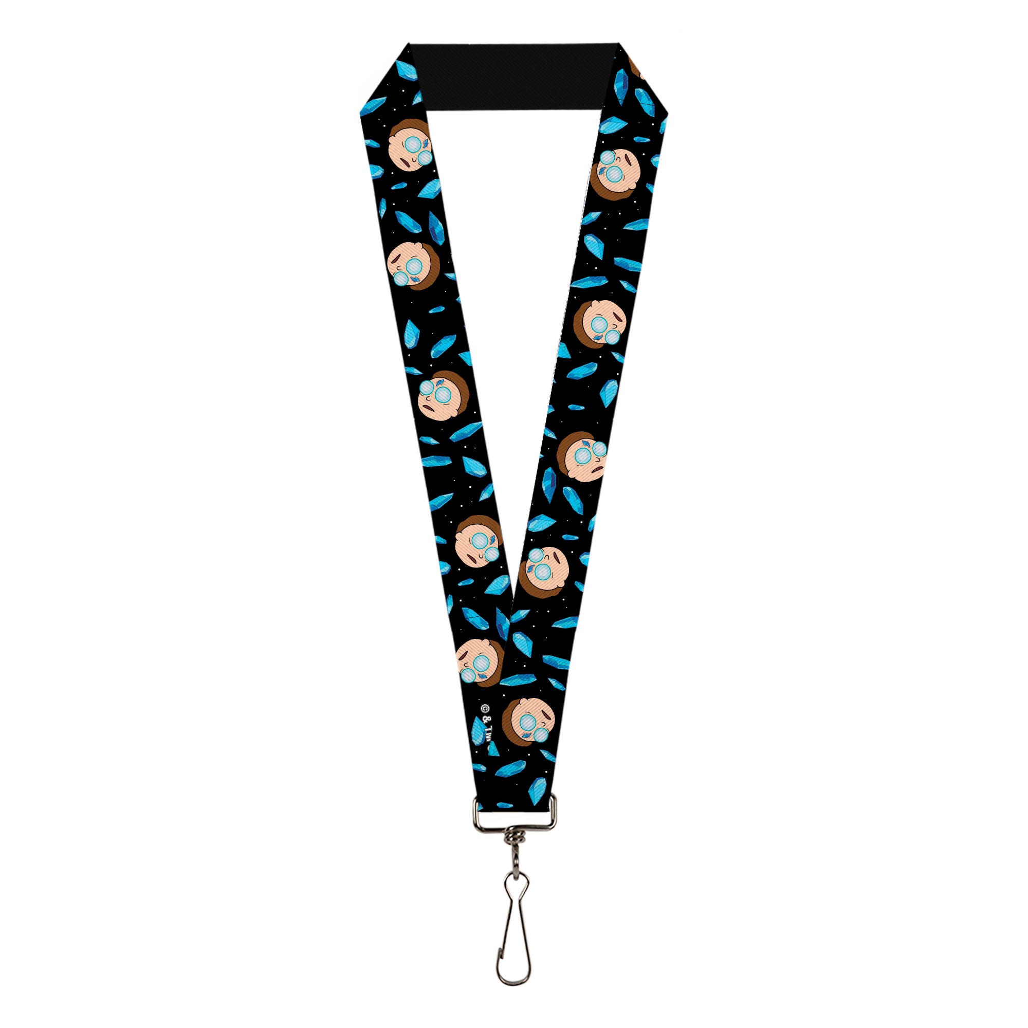 Lanyard - 1.0" - Rick and Morty Death Crystals and Morty Expression Black/Blues Lanyards Rick and Morty