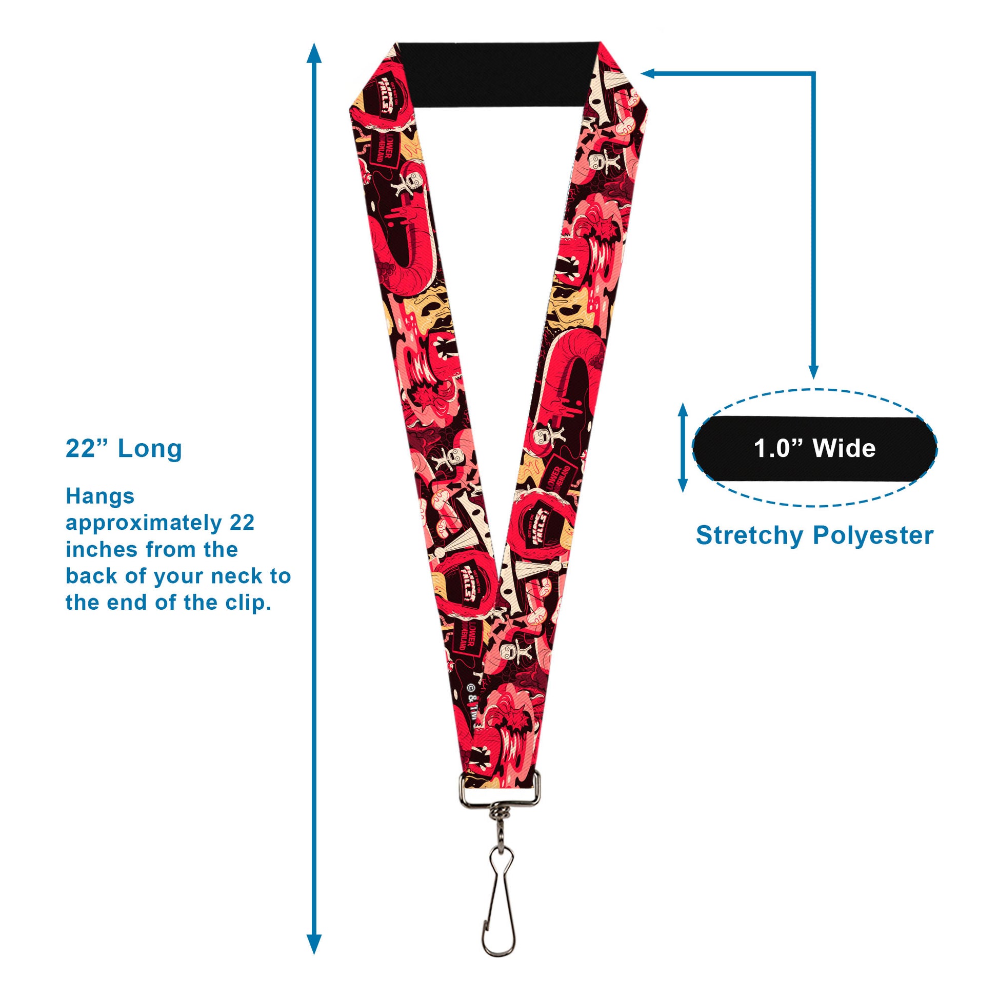 Lanyard - 1.0" - Rick and Morty Anatomy Park Collage Reds/Black Lanyards Rick and Morty
