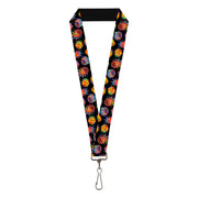 Lanyard - 1.0" - Rick and Morty Vaporwave Expressions Scattered Black/Multi Color Lanyards Rick and Morty