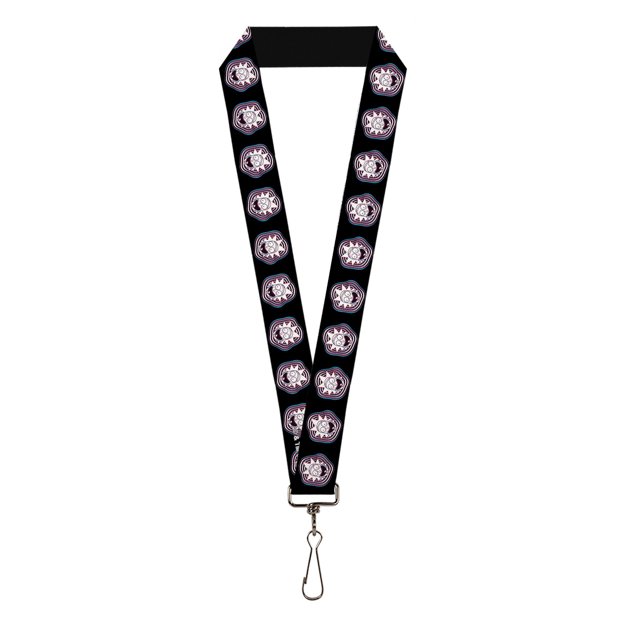 Lanyard - 1.0" - Rick and Morty Rick Vaporwave Bullseye Black/Blue/Red/White Lanyards Rick and Morty
