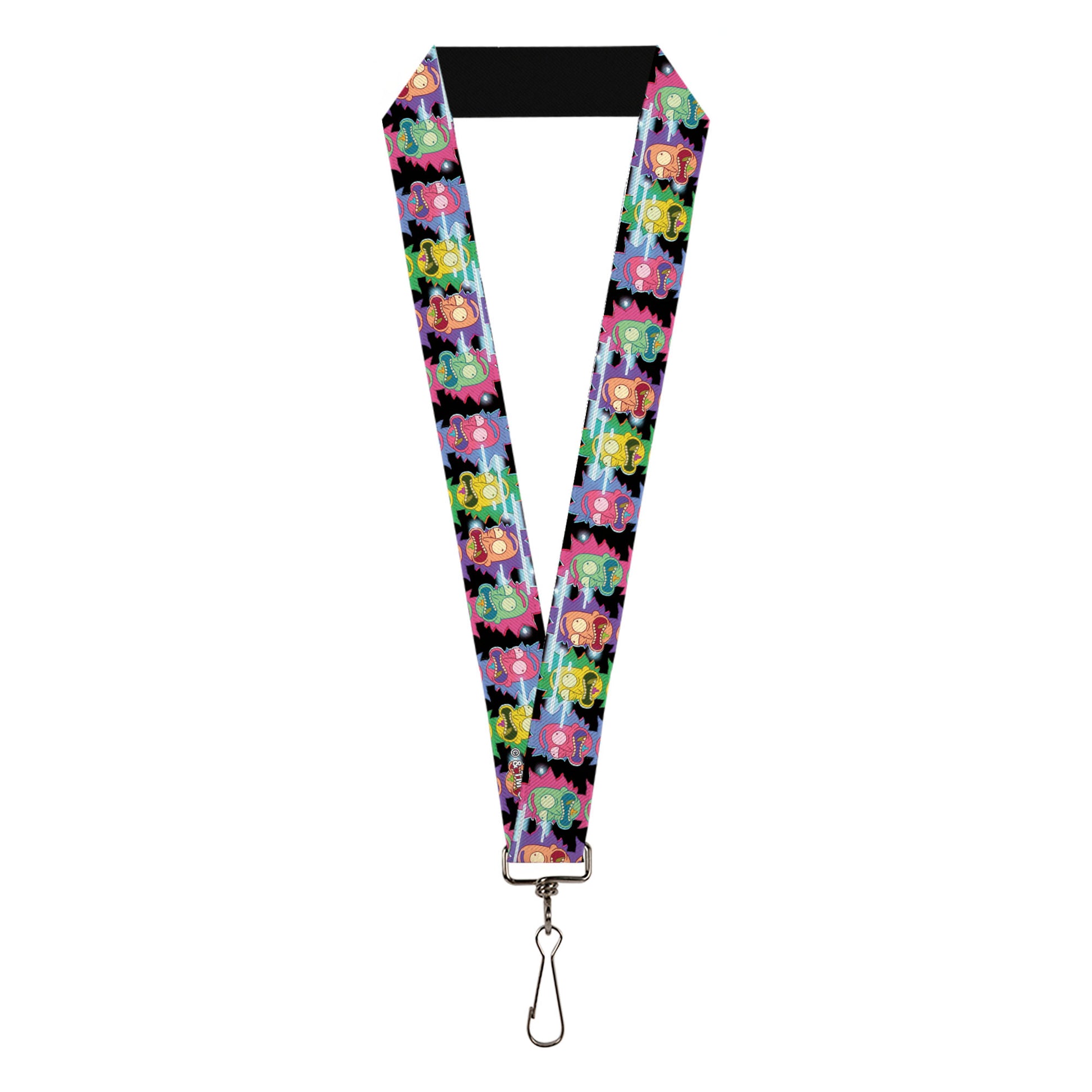 Lanyard - 1.0" - Rick Sanchez Screaming Face Black/Multi Color Lanyards Rick and Morty